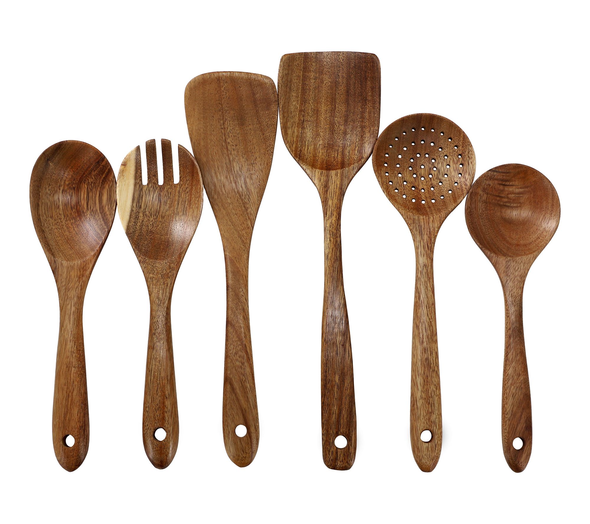 MegaChef 6 Piece Acacia Wood Kitchen Utensil Set in Dark Brown