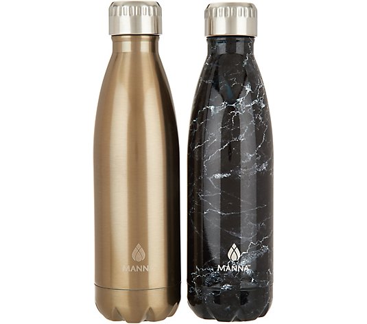 Manna Vogue S/2 17oz. Double Wall Stainless Steel Water Bottles 