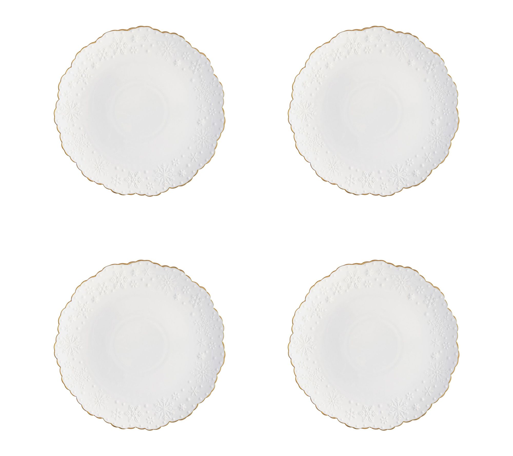 10 Strawberry Street Gilded Snowflake Embossed Dinner Plates