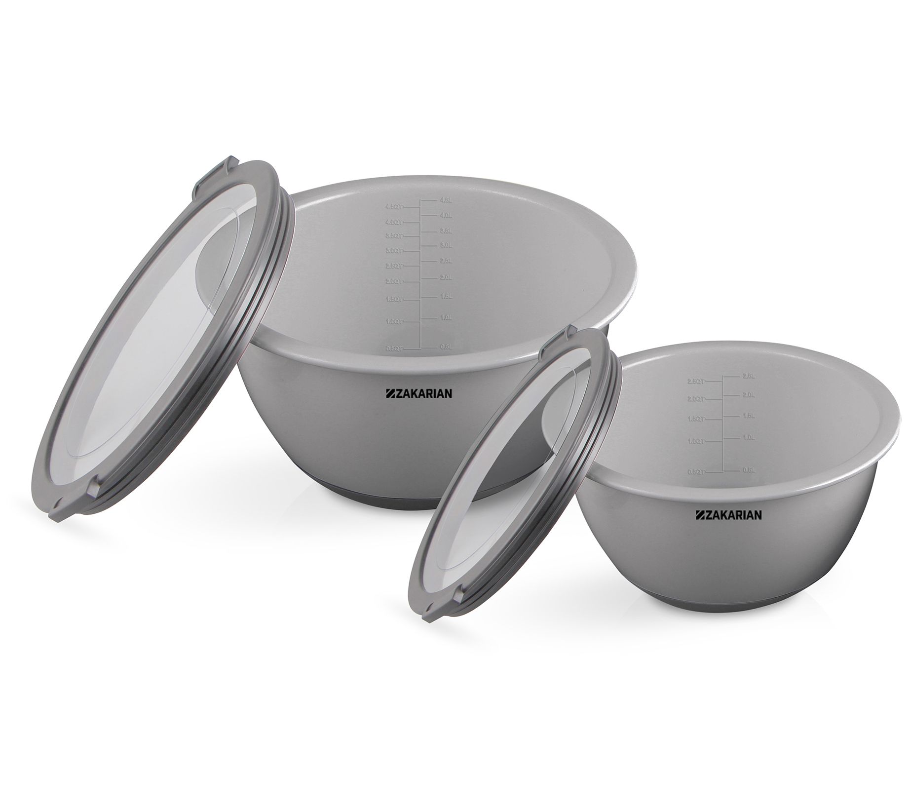 Gourmet Kitchen 3 Pc Bowl Set With Transparent Lids For Mixing