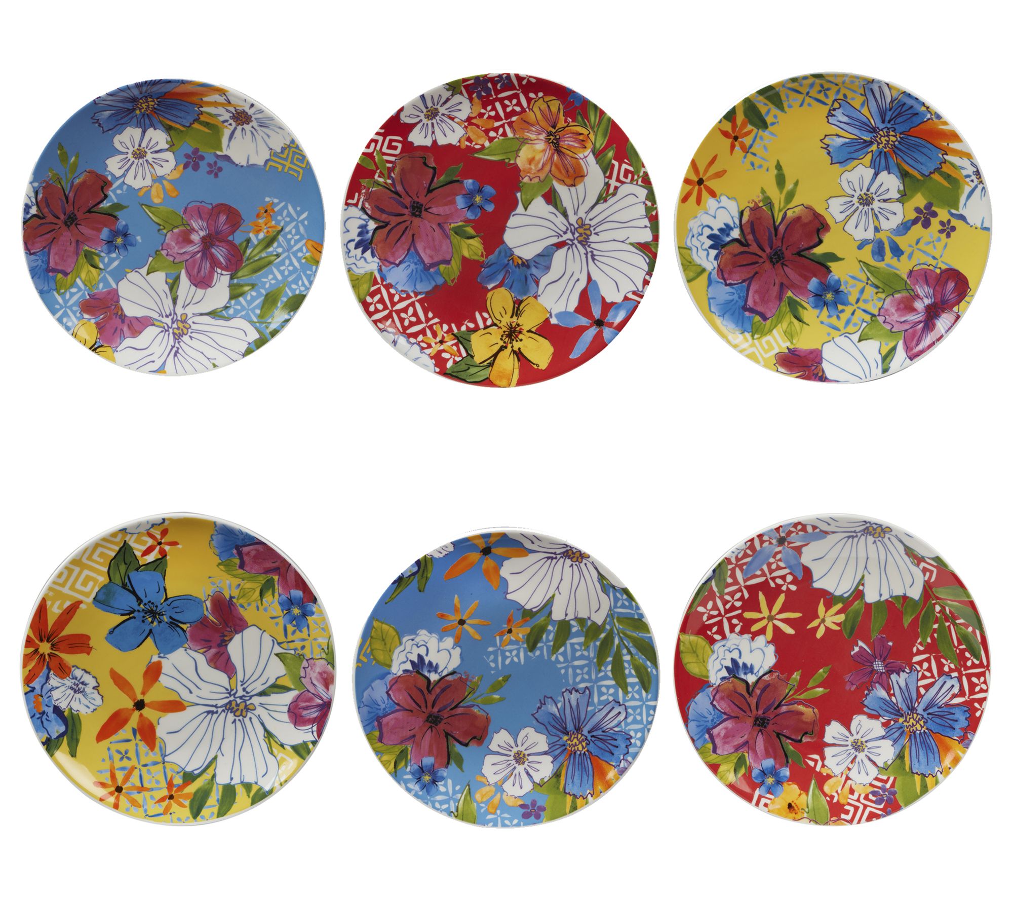 Certified International Flower Power Set of 6 S alad Plates