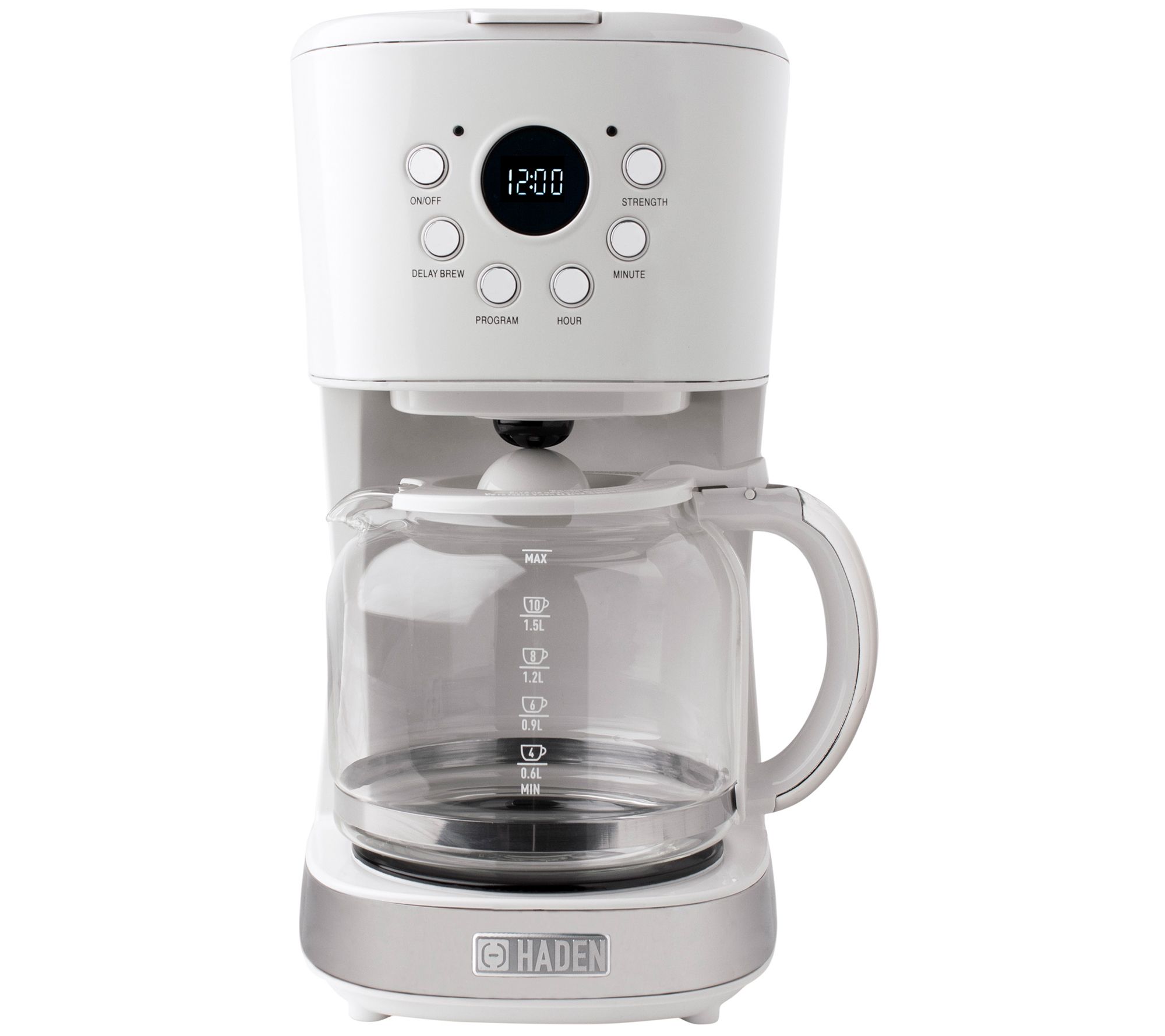 Haden 12-Cup Programmable Coffee Maker with Str ength Control