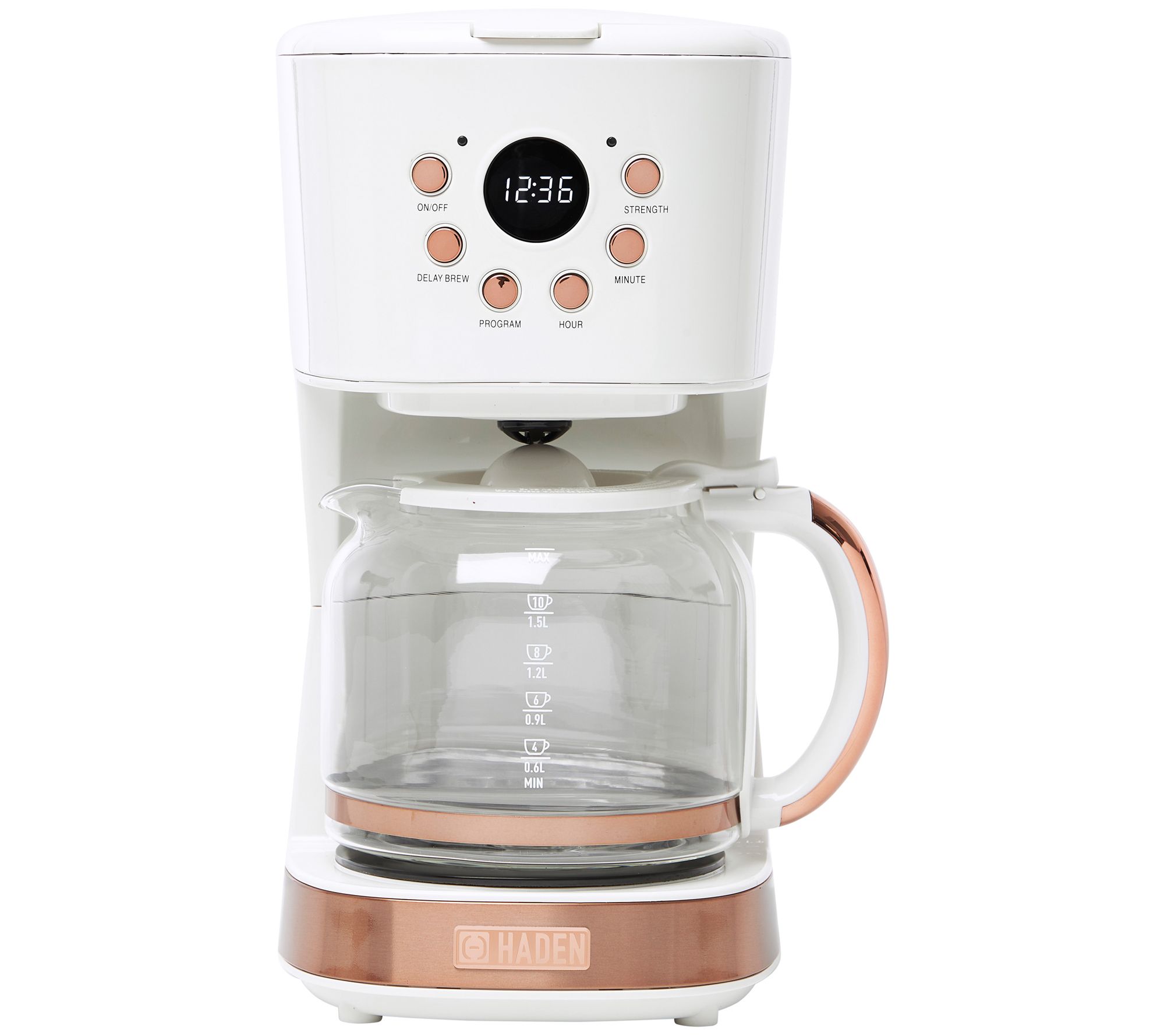 Haden 12-Cup Programmable Coffee Maker with Str ength Control