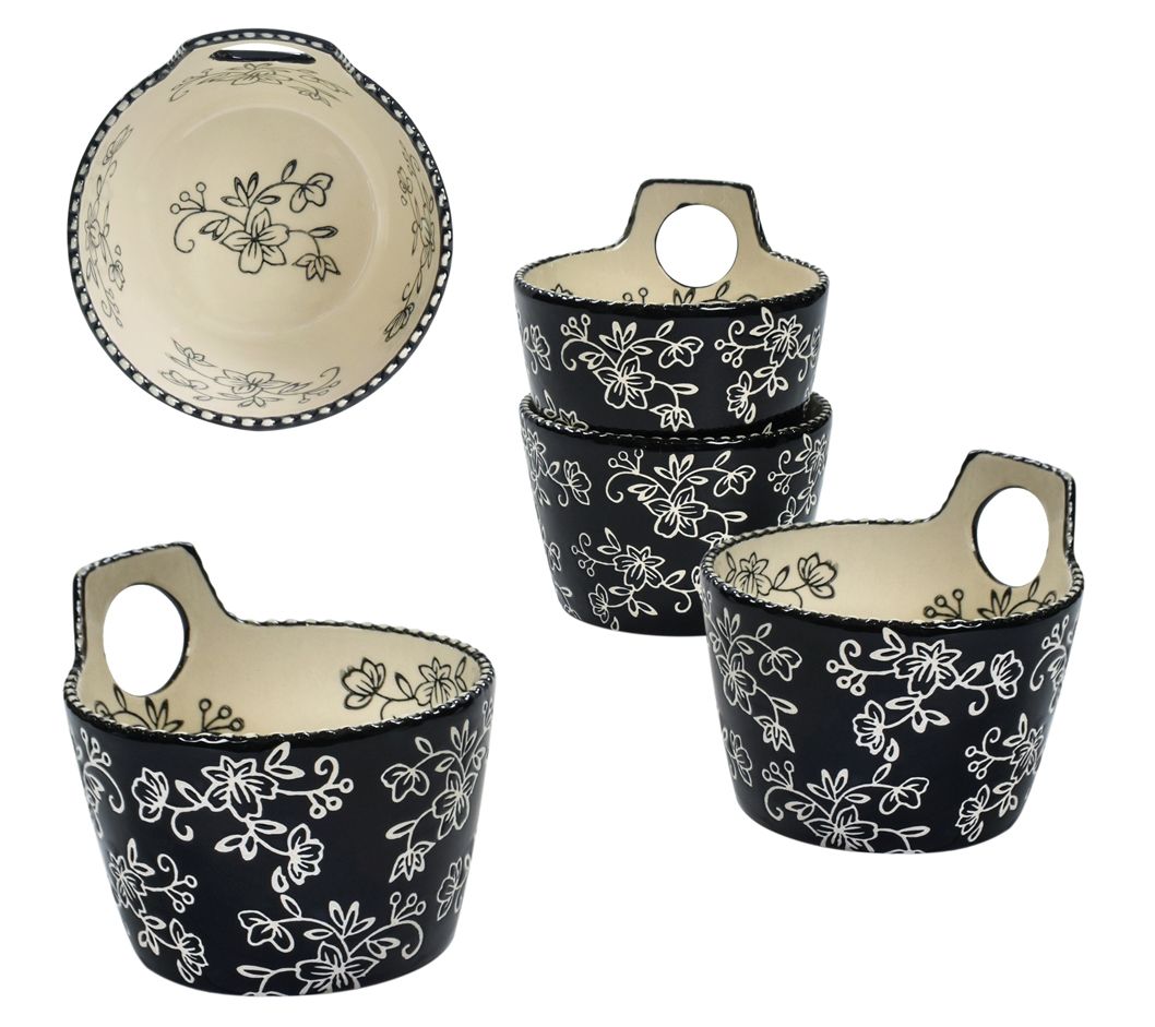 Stoneware cookware , Temptation, Floral lace pattern ,lidded Cassoulet with  rack