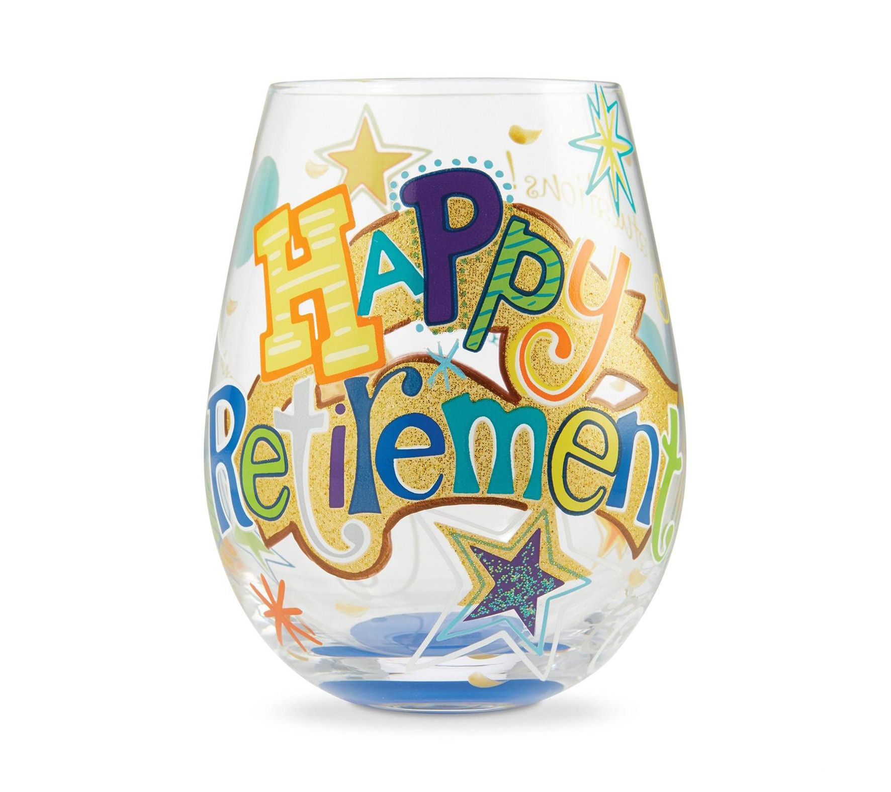 Enesco Lolita Happy Retirement Stemless Wine Gl ass