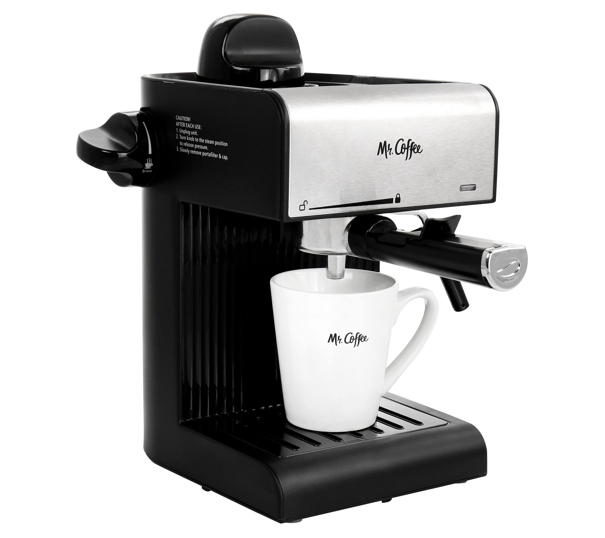 Mr. Coffee 4-Shot Steam Espresso, Cappuccino, and Latte Maker Black