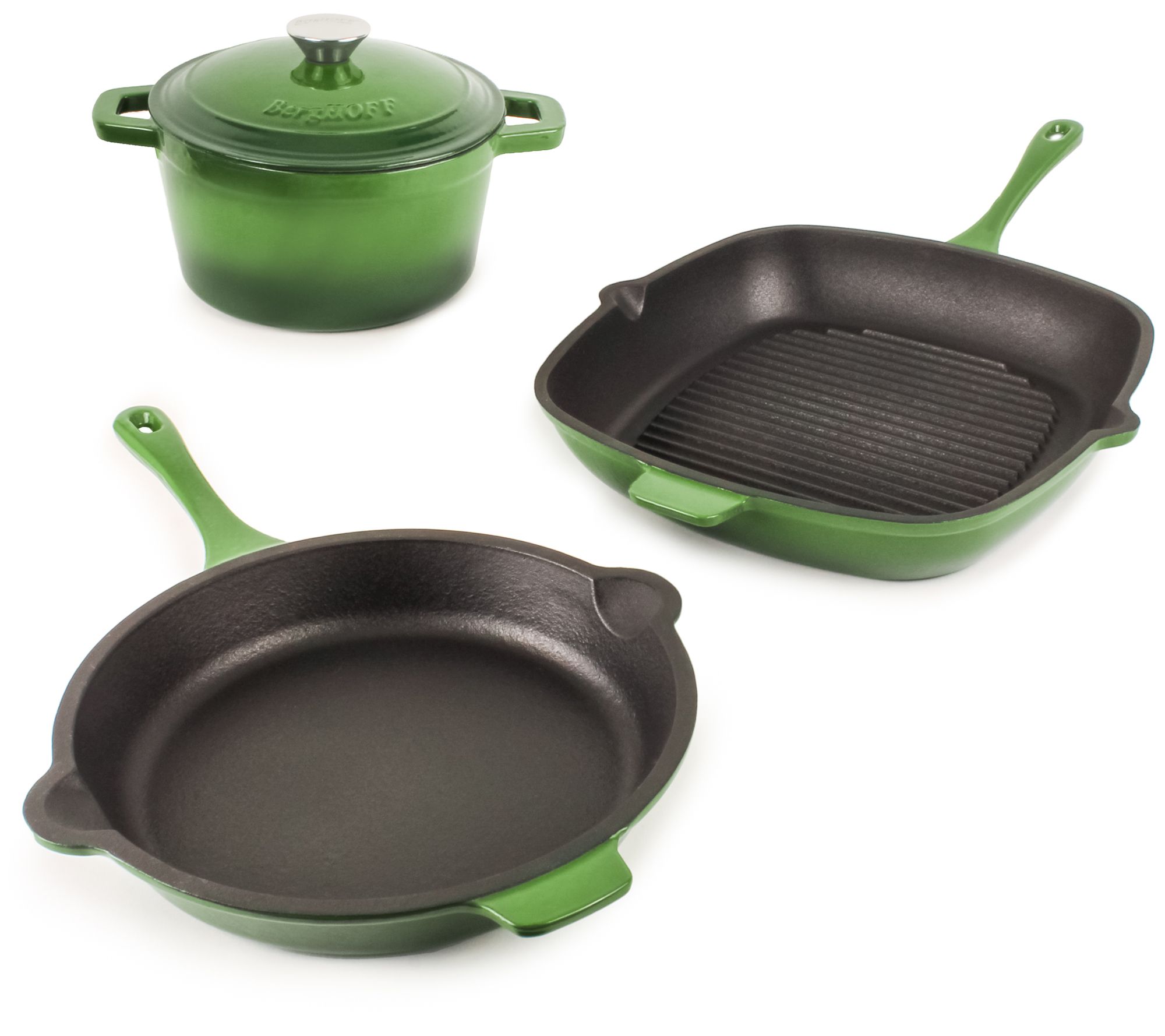 BergHOFF Neo Cast Iron Frypan Grill pan & Round  Dutch Oven Se