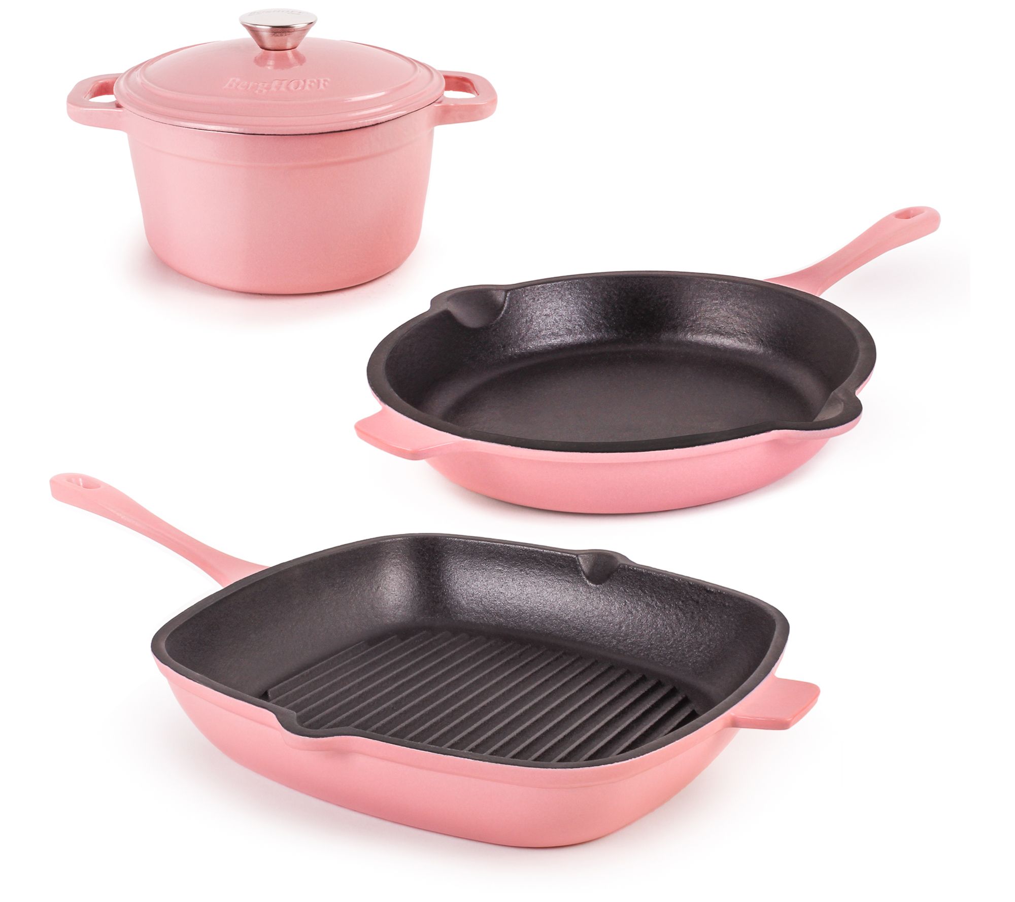 BergHOFF Neo Cast Iron Frypan Grill pan & Round  Dutch Oven Se