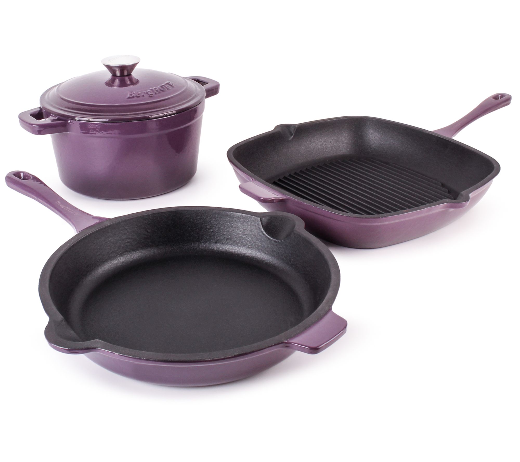 BergHOFF Neo Cast Iron Frypan Grill pan & Round  Dutch Oven Se