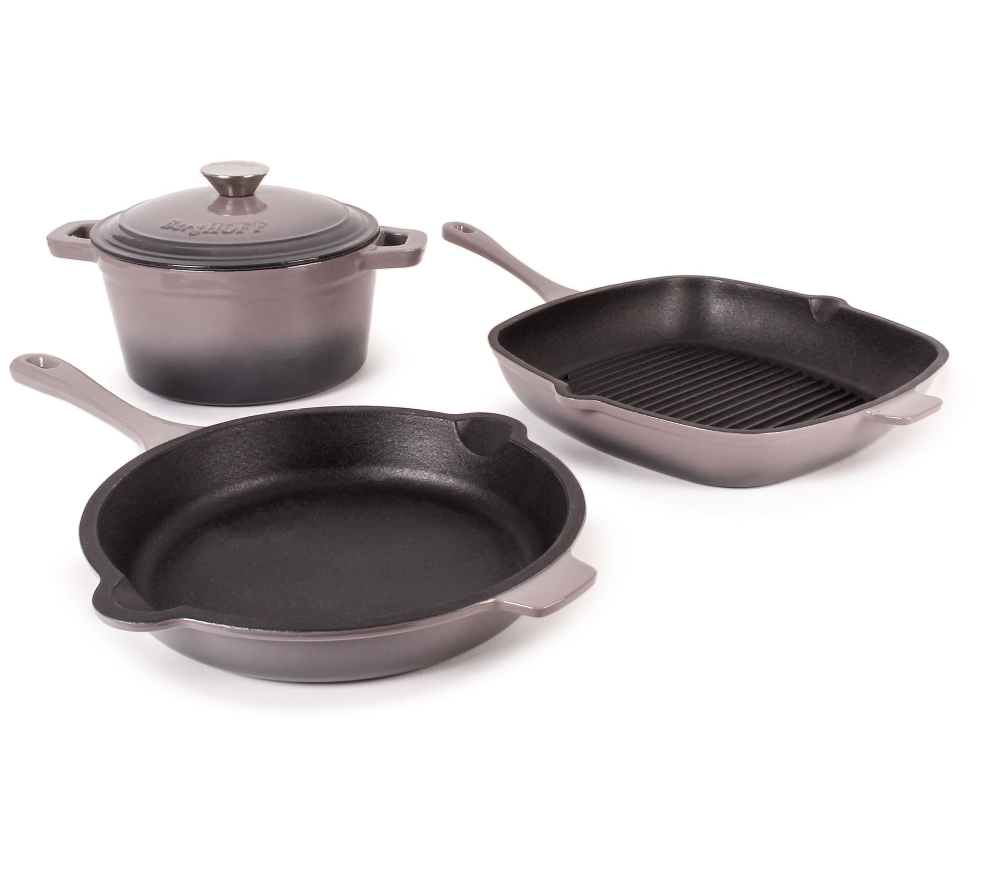 BergHOFF Neo Cast Iron Frypan Grill pan & Round  Dutch Oven Se