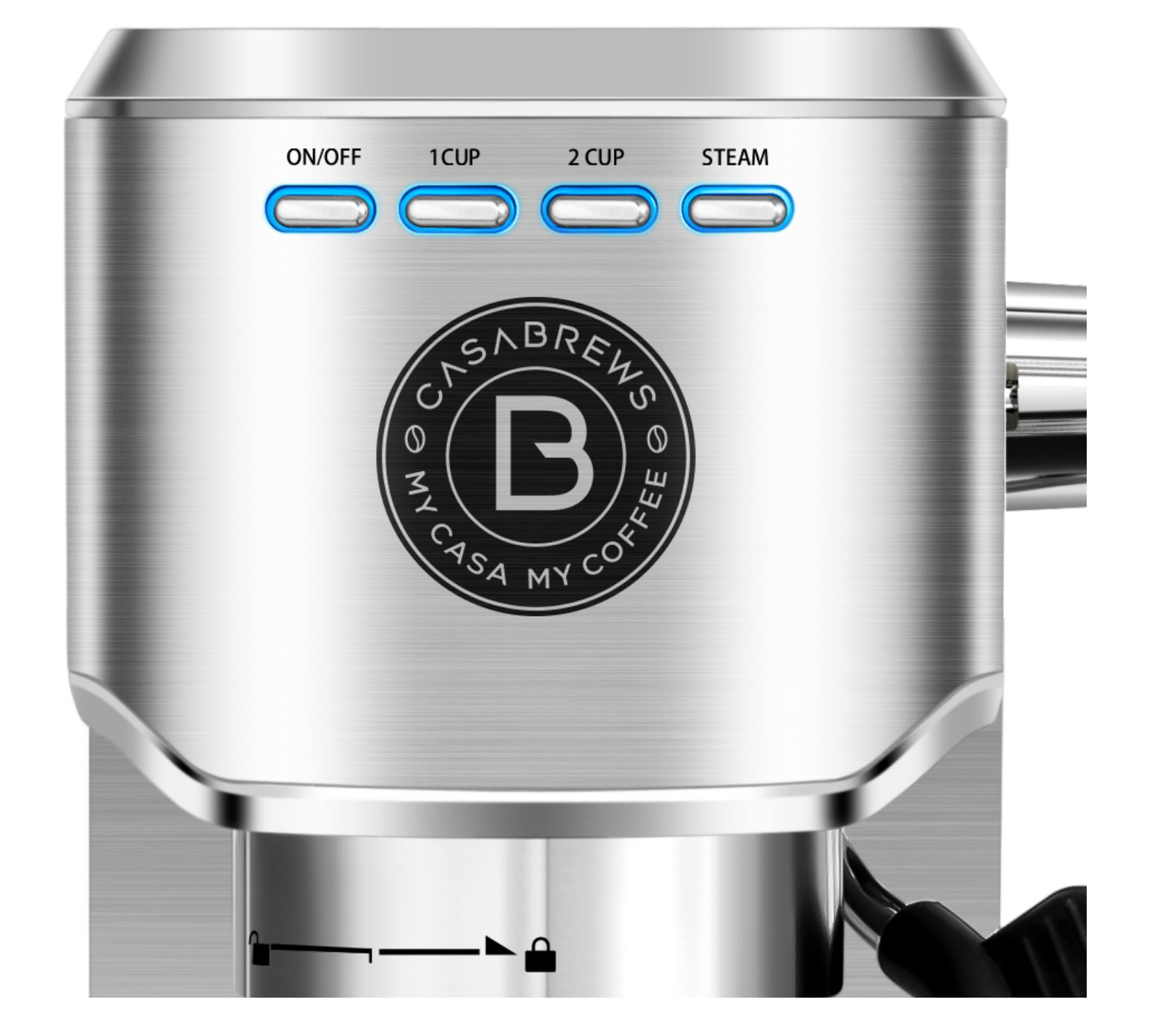 Portafiltro 51 Mm Per Macchina Caffè CASABREWS 3700/CM5418 – Doppio Beccuccio In Acciaio Inox Con Manico In Palissandro
