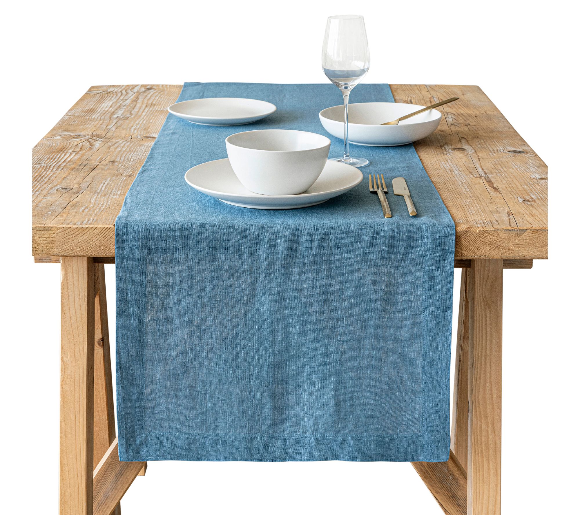 over&back Washed 100% Linen Table Runner - Machine Washable