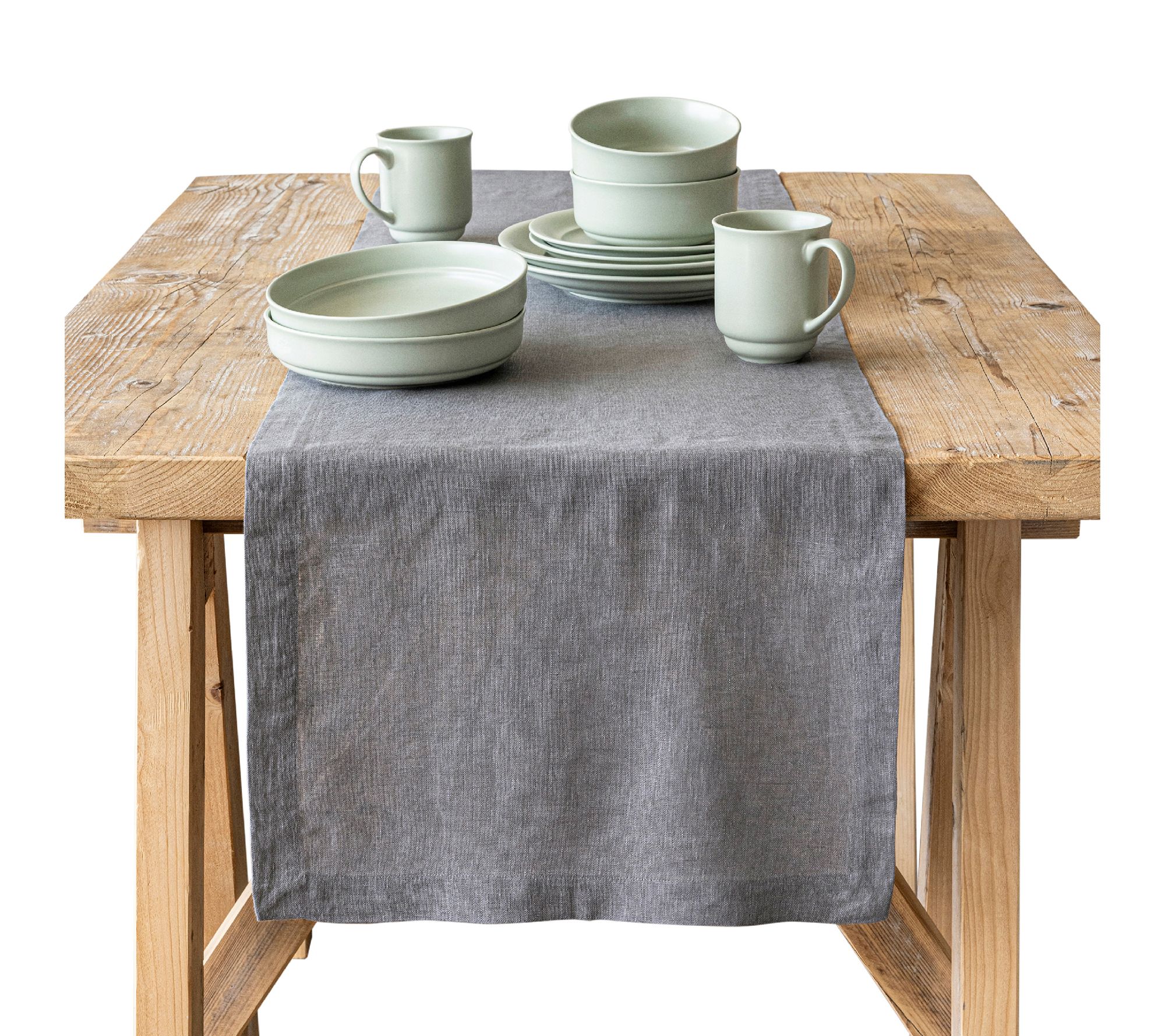 over&back Washed 100% Linen Table Runner - Machine Washable