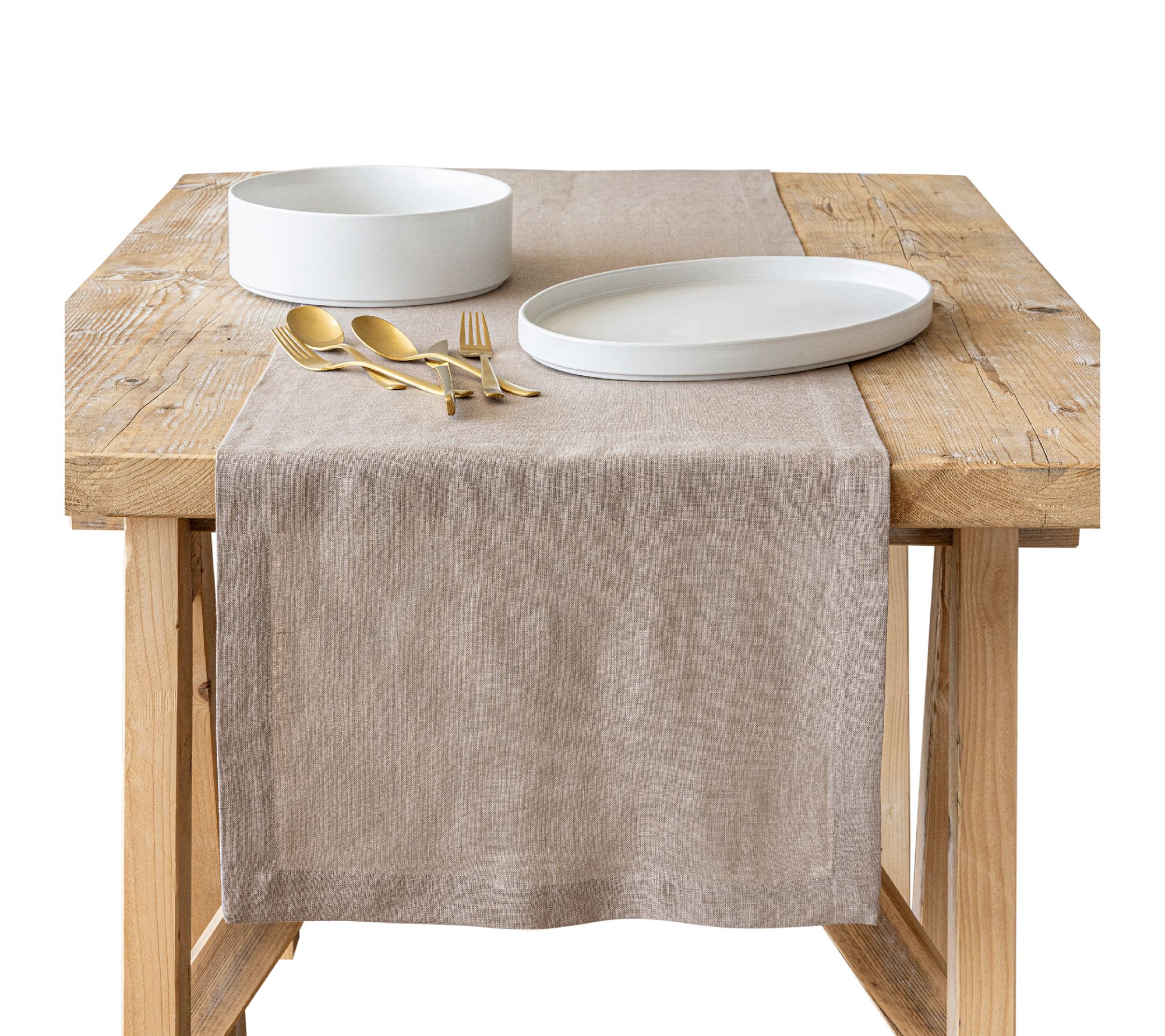 over&back Washed 100% Linen Table Runner - Machine Washable