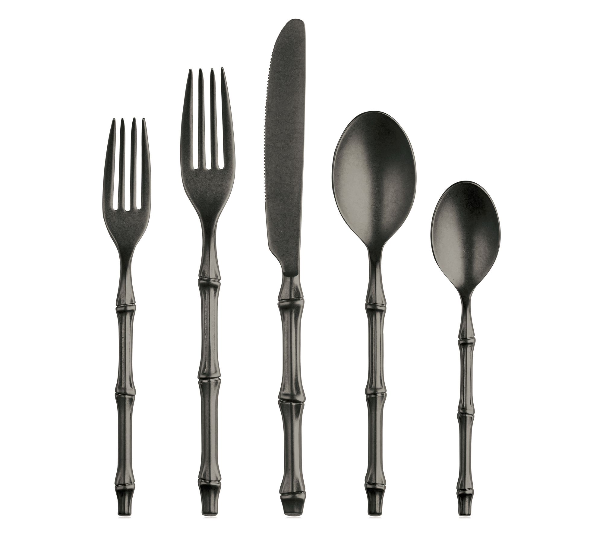 Mepra 20pc Bali Pewter Flatware Set- Black Gold
