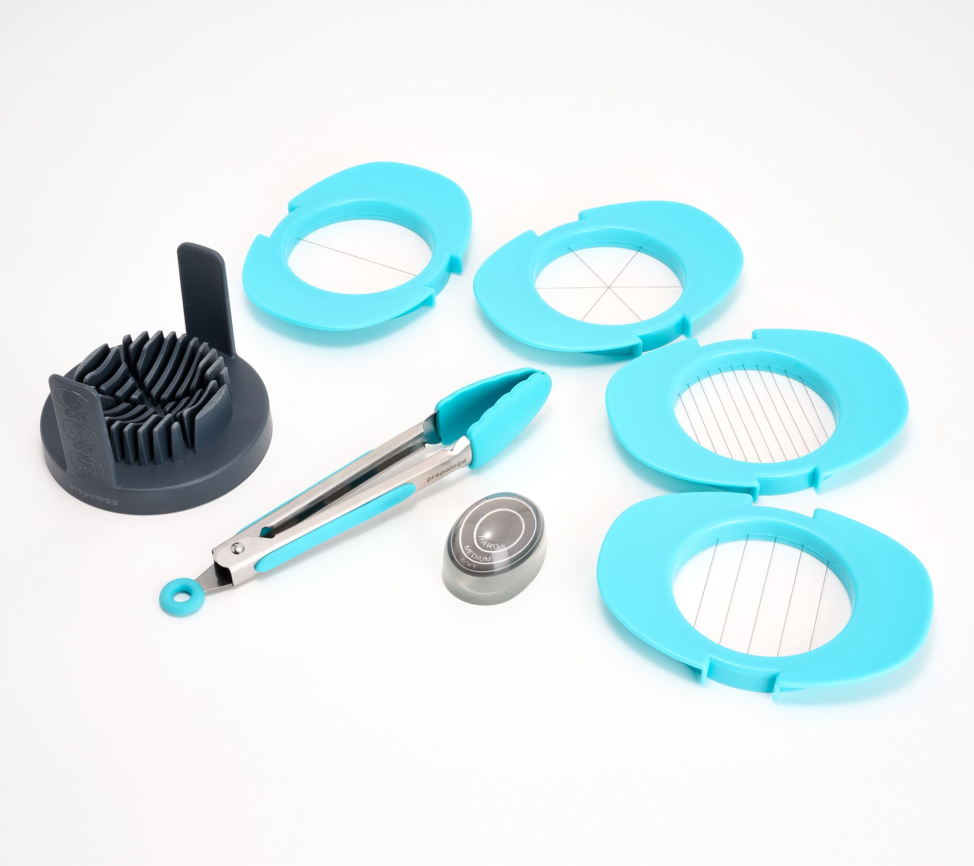 "As Is" Prepology 5-Pc Egg Slicer Set with Timer and Mini Tongs