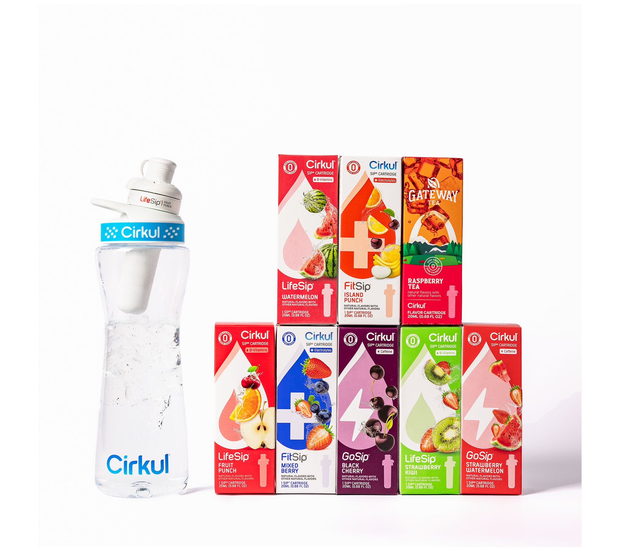 Cirkul 22-oz Water Bottle w/ (8) Adjustable Flavor Cartridges