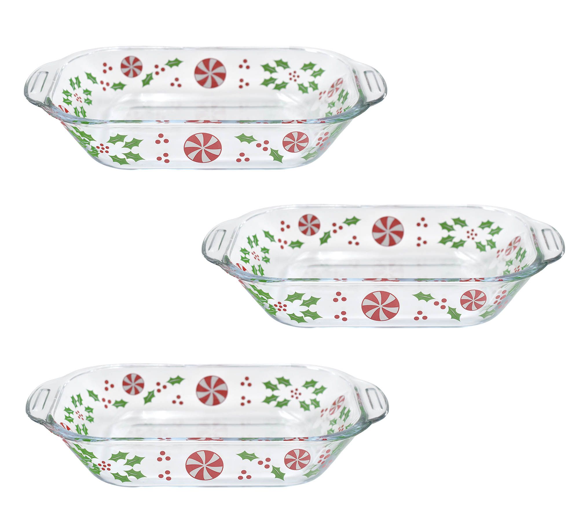 "As Is" Temp-tations Seasonal Set of (3) 25-oz Micro Glass Bakers