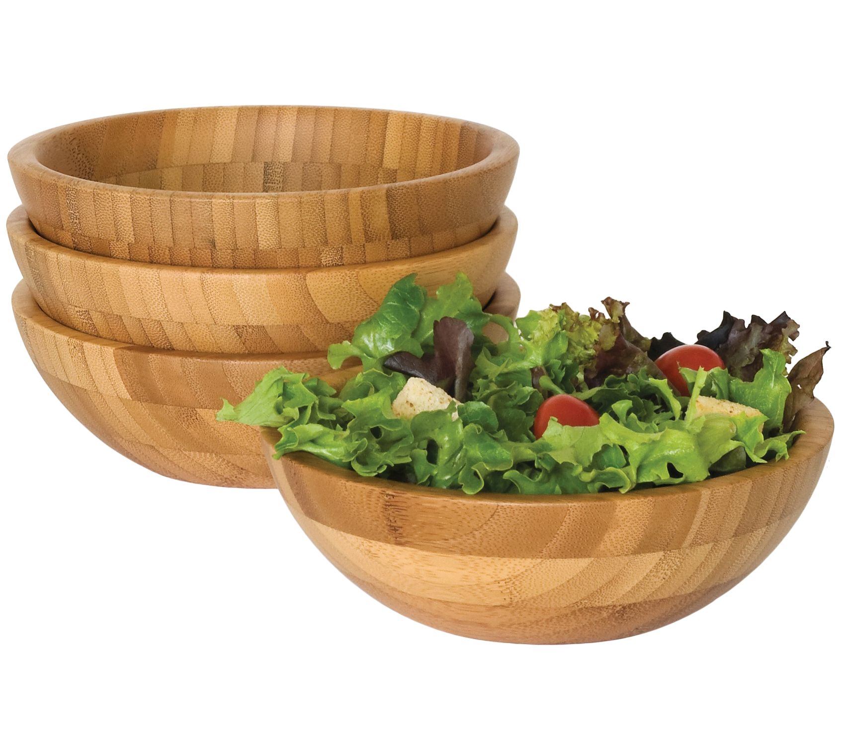 Lipper Set of 4 Bamboo Small Salad Bowls