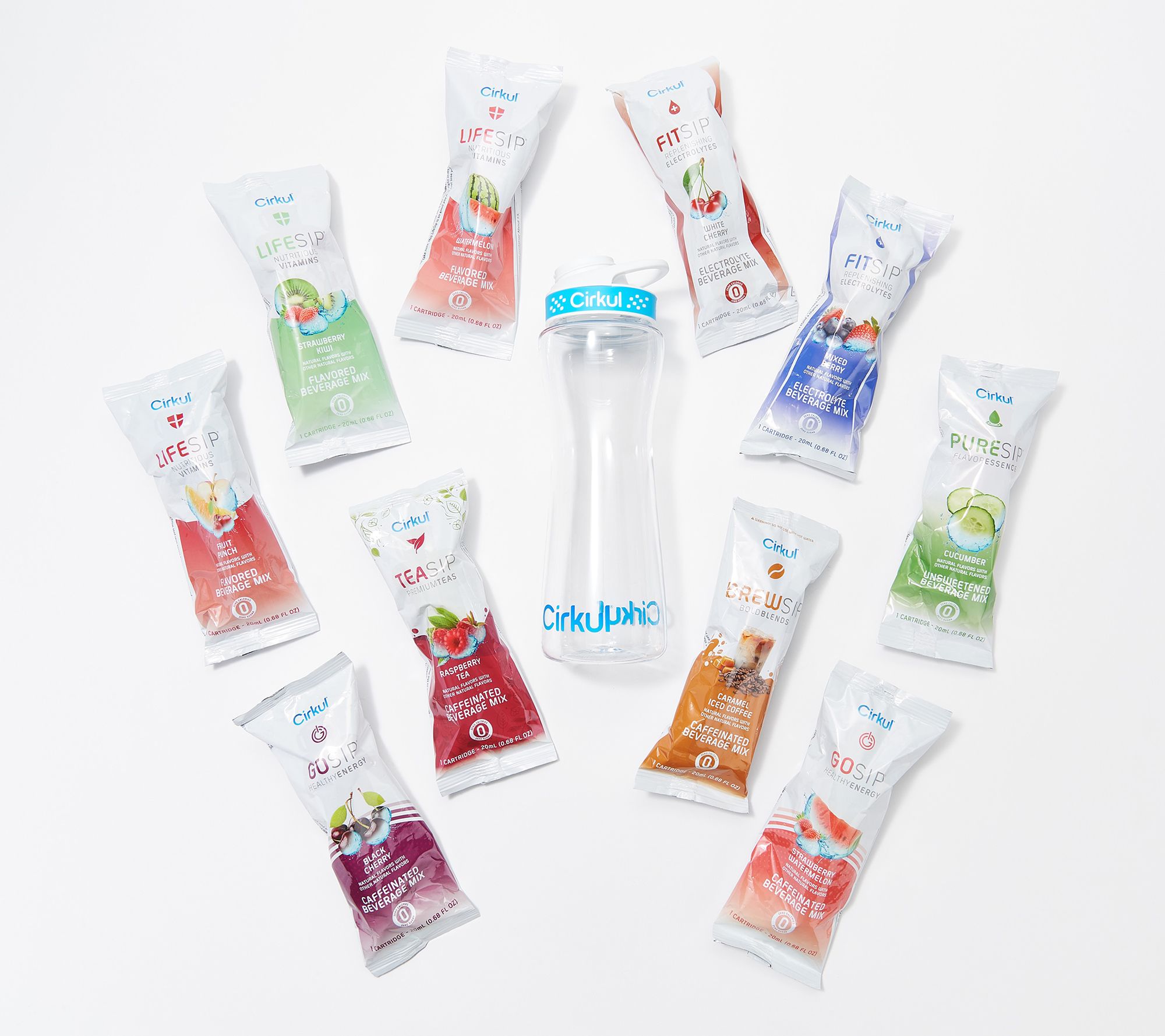  As Is Cirkul 22 oz Bottle With 10 Flavor Cartridges QVC