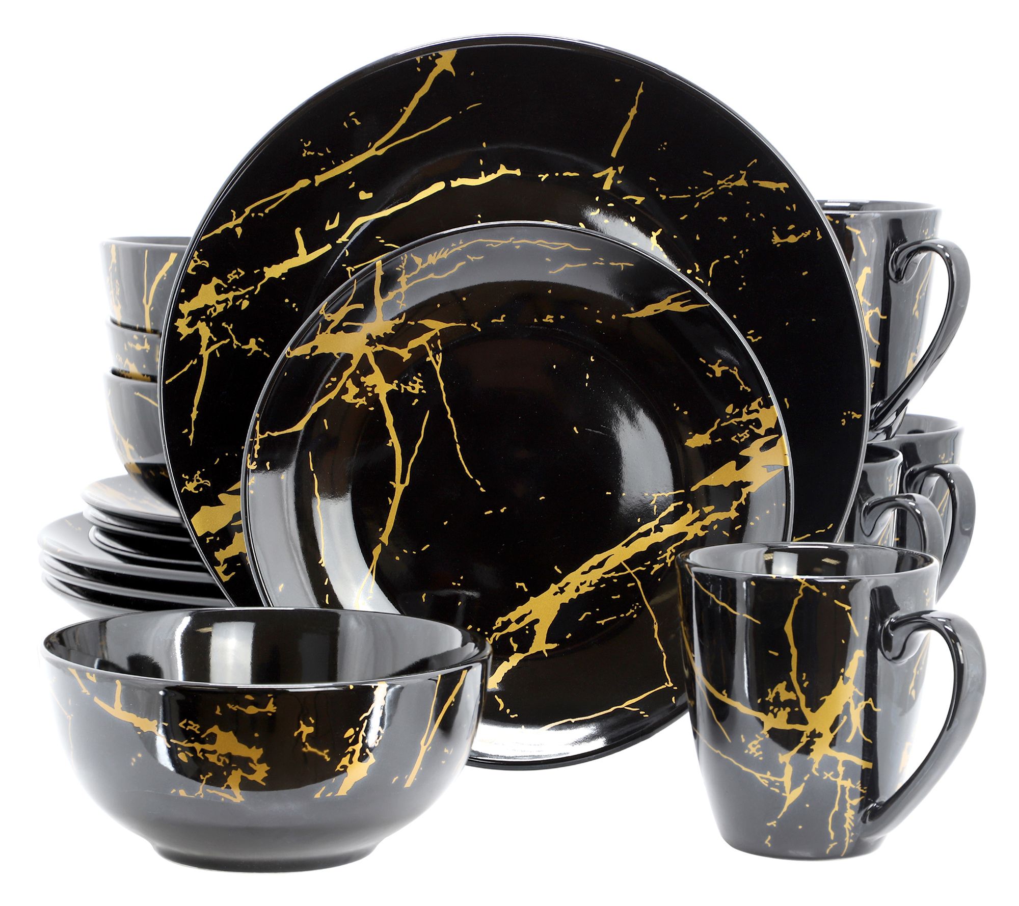 Elama Fine Marble 16 Piece Porcelain Dinnerware Set
