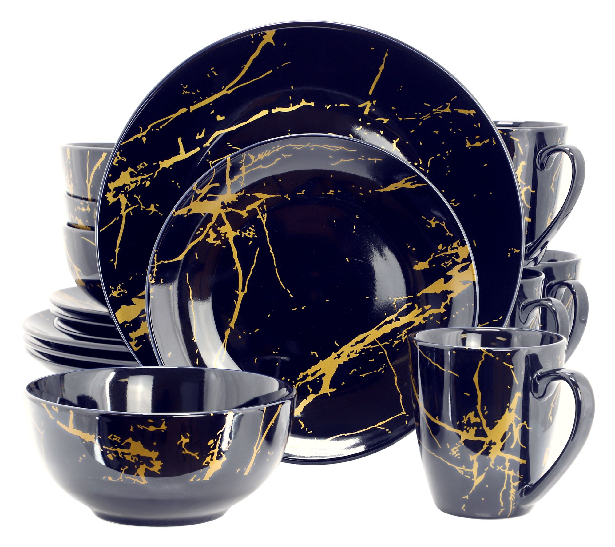Elama Fine Marble 16 Piece Porcelain DinnerwareSet