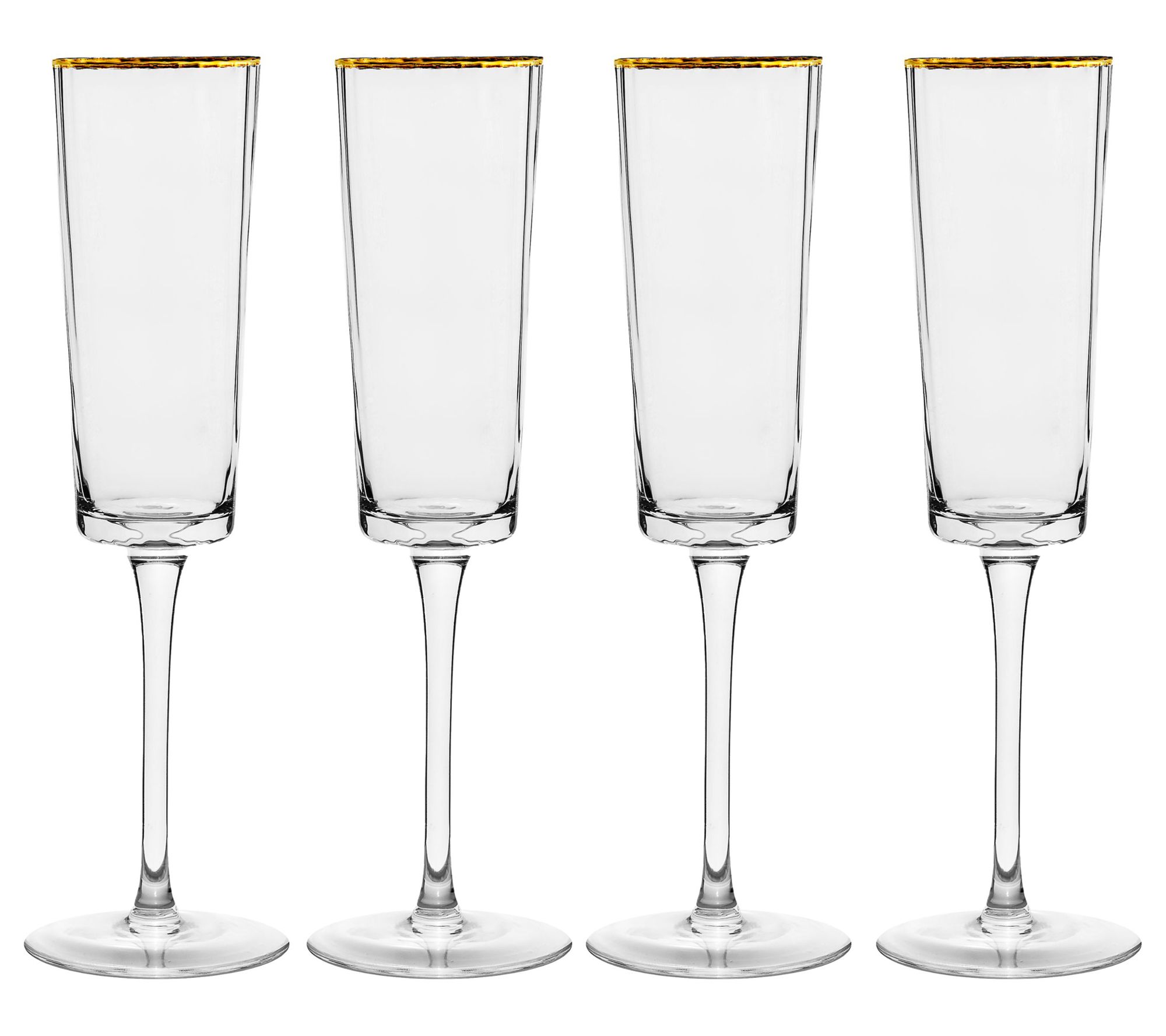 10 Strawberry Street Set of 4 Grace Gold Rim Flute