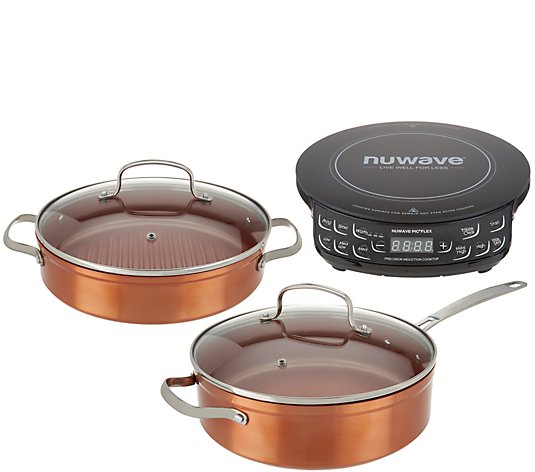 NuWave Induction Cooktop Flex with 4-qt Pan & 3-qt Grill Pan 