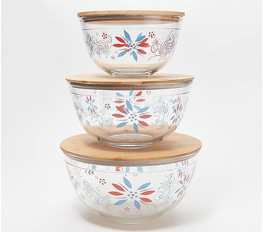 Temp-tations 3-Piece Glass Mixing Bowls with Bamboo Lids 