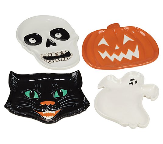 Certified International Set of 4 Scaredy Cat 3D Candy Plates
