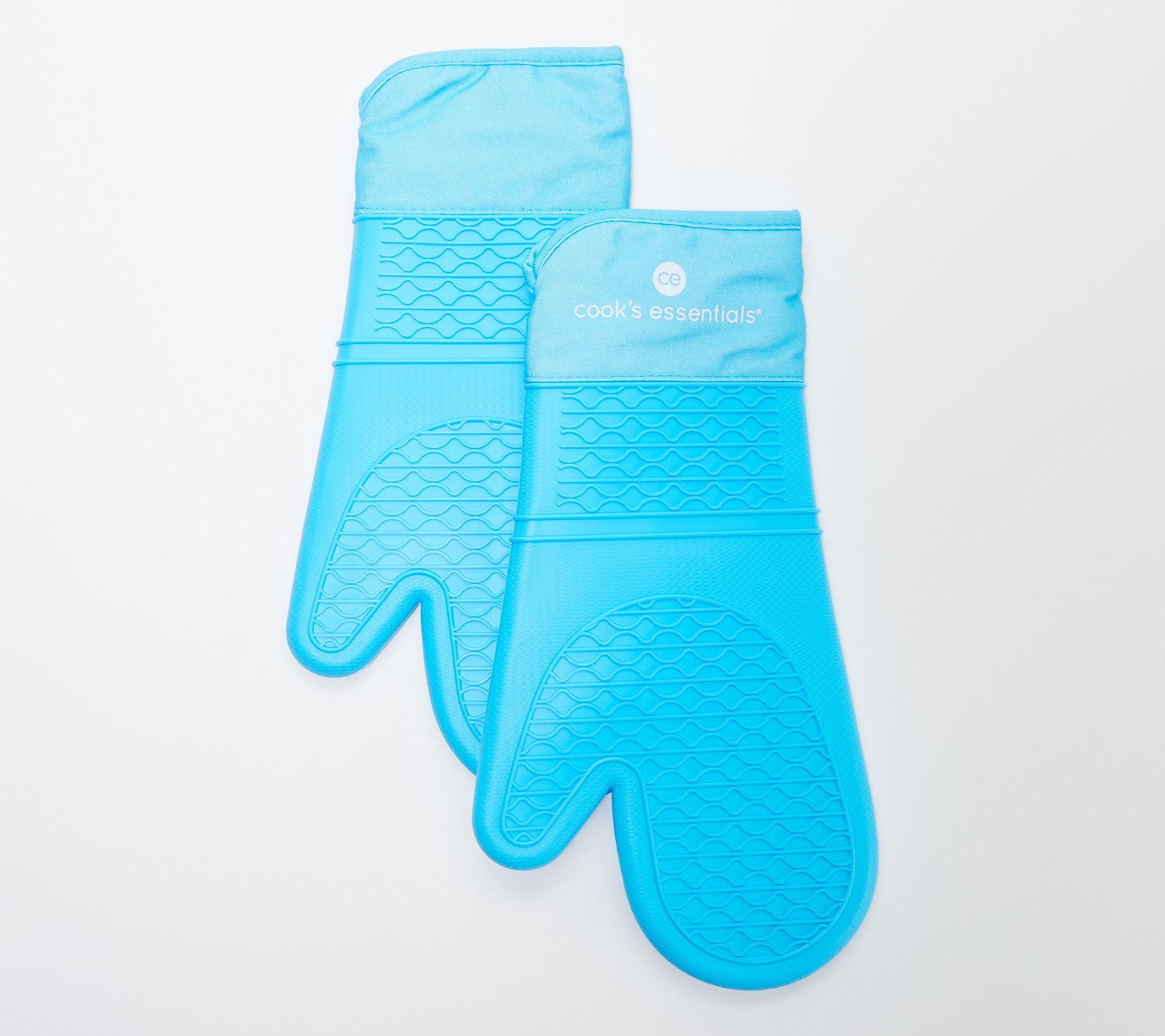 New All-Clad Luxury Silicone Cotton Set of 2 Oven Mitts Teal Blue  (Cornflower)