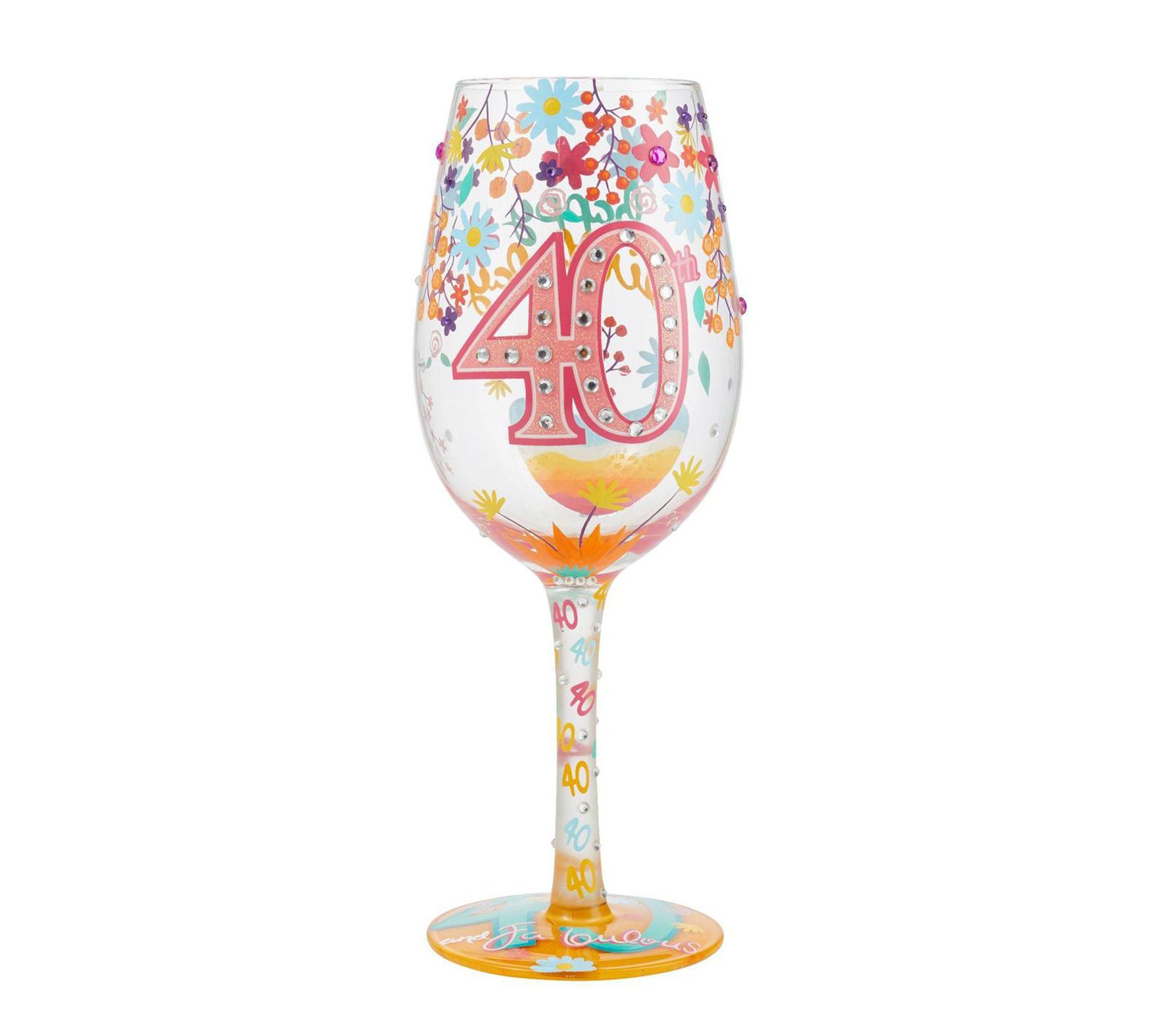 Enesco Lolita Happy 40th Birthday Wine Glass