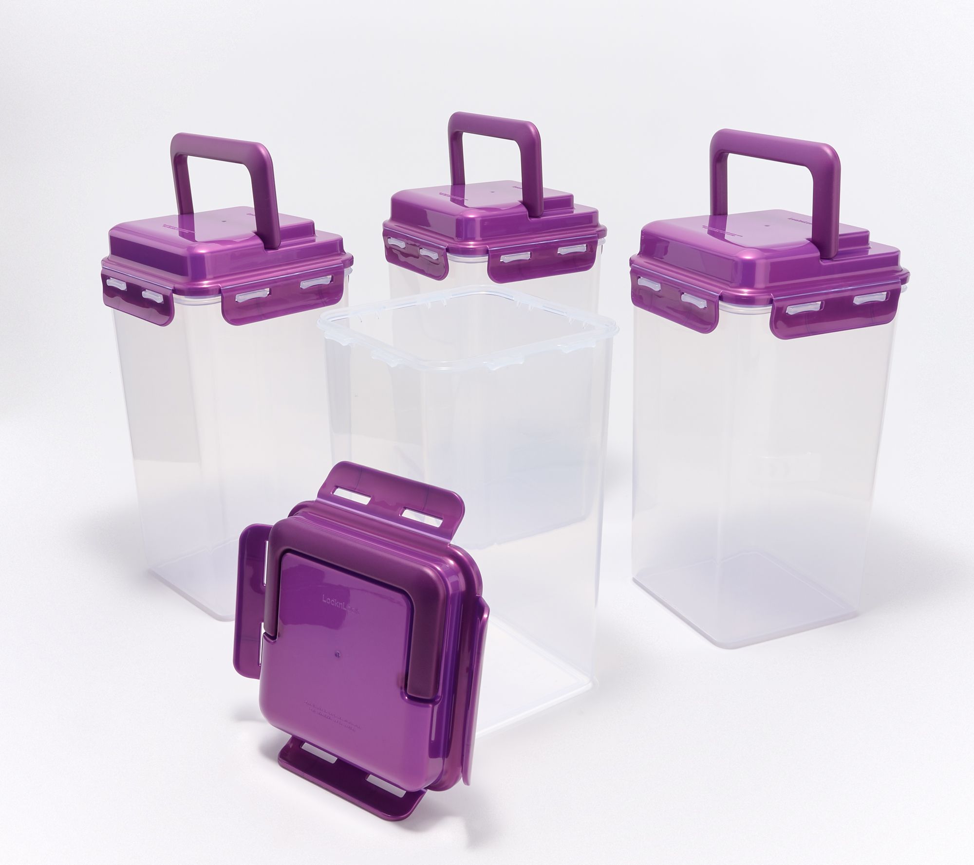 LocknLock Set of 4 Tall Pantry Canisters w/ Handle Lids