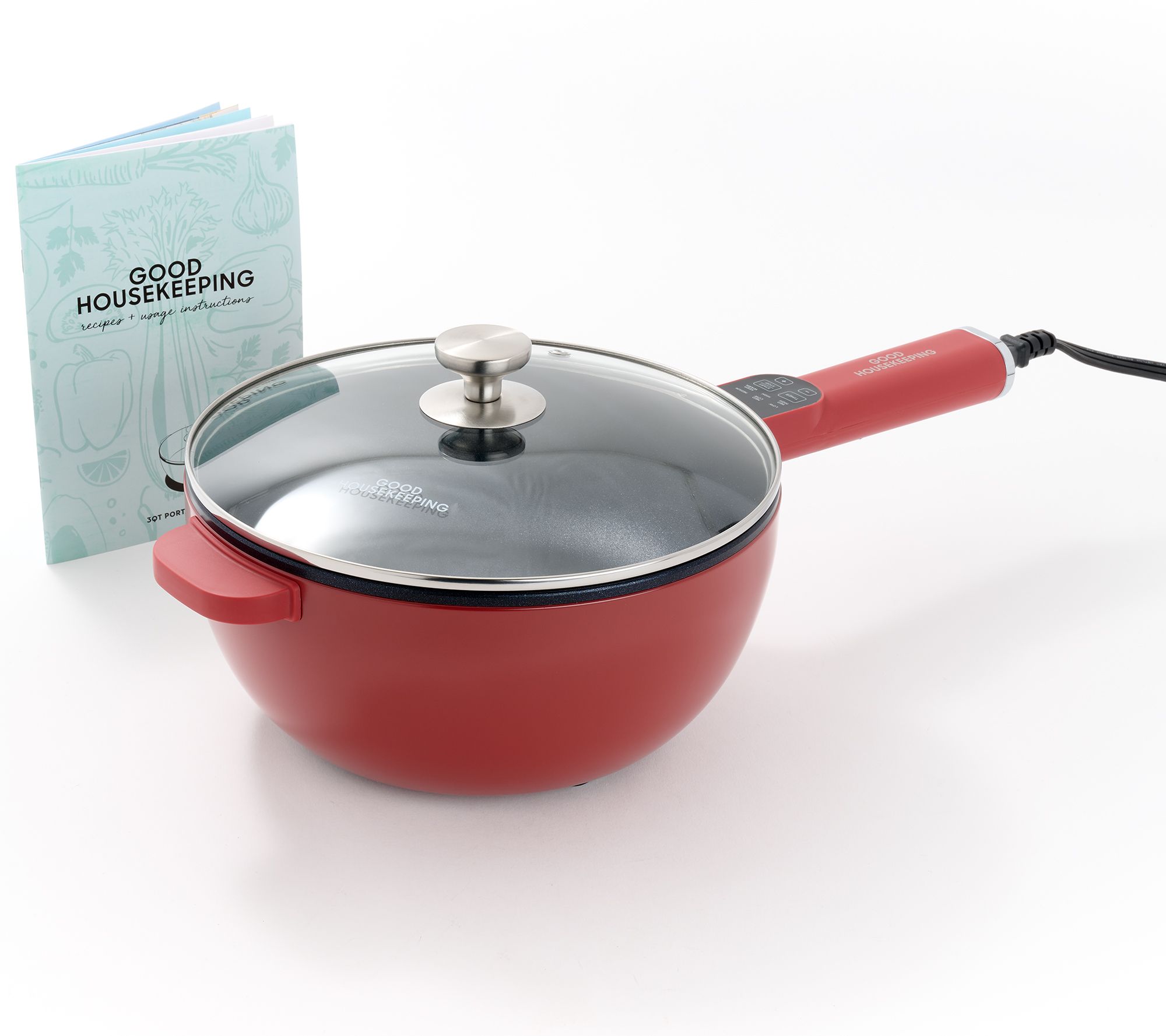 Good Housekeeping 3Qt Electric Cook Pot with Lid & 5 Recipes