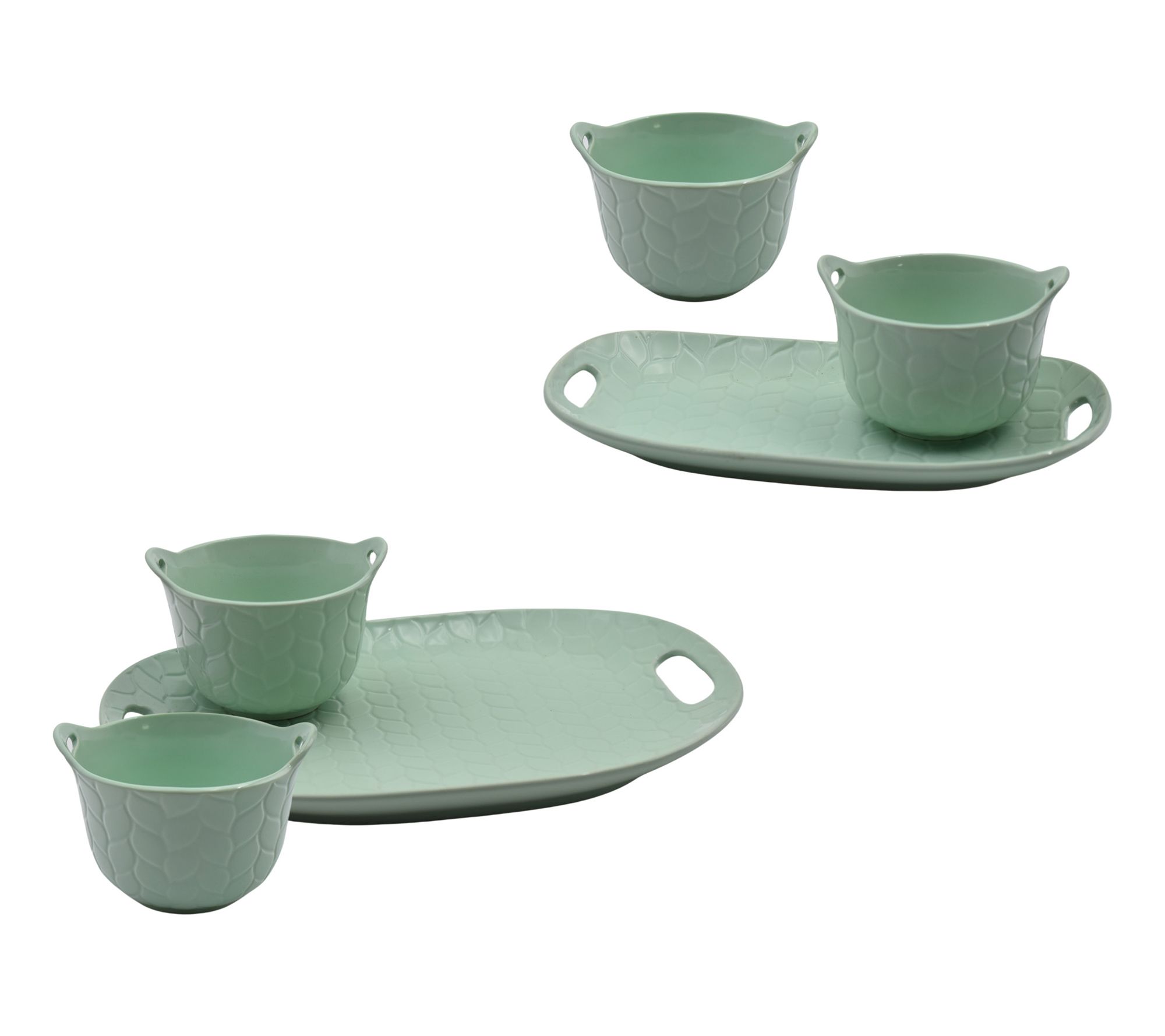 Temp-tations Carved Willow 6-pc Everyday Serving Tray and Bowl Set