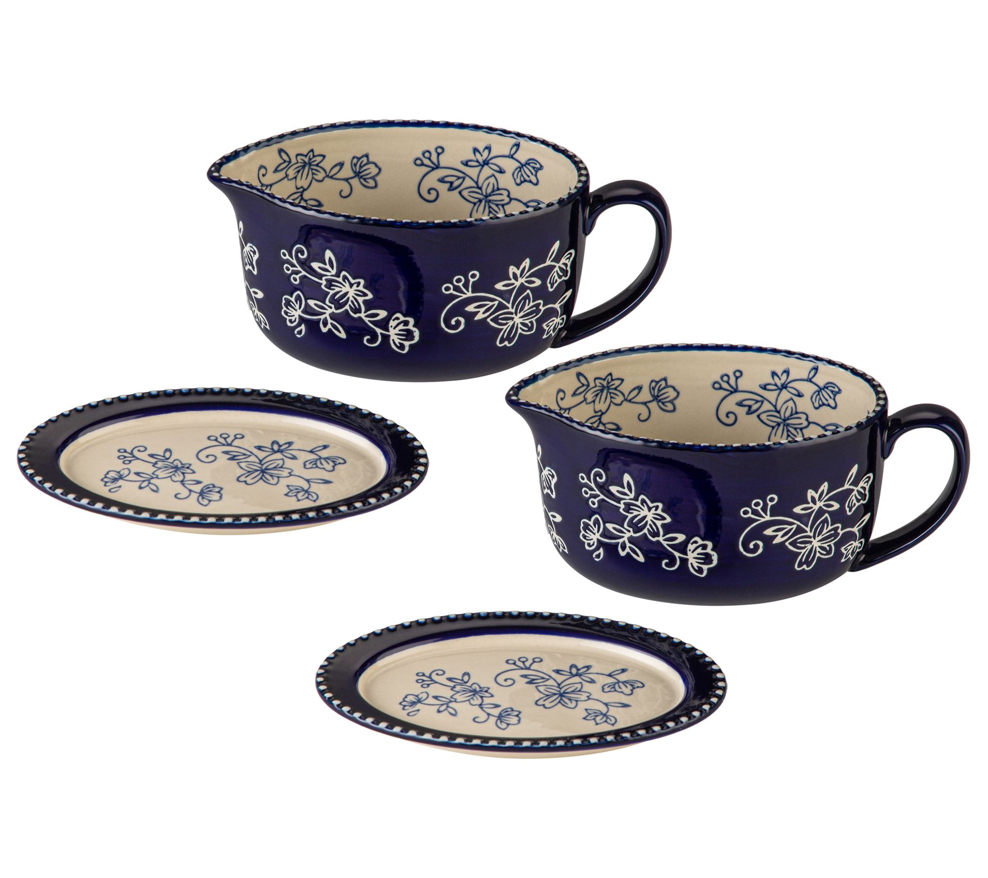 Temp-tations Floral Lace S/2 16-oz Gravy Boats w/ Lid-Its