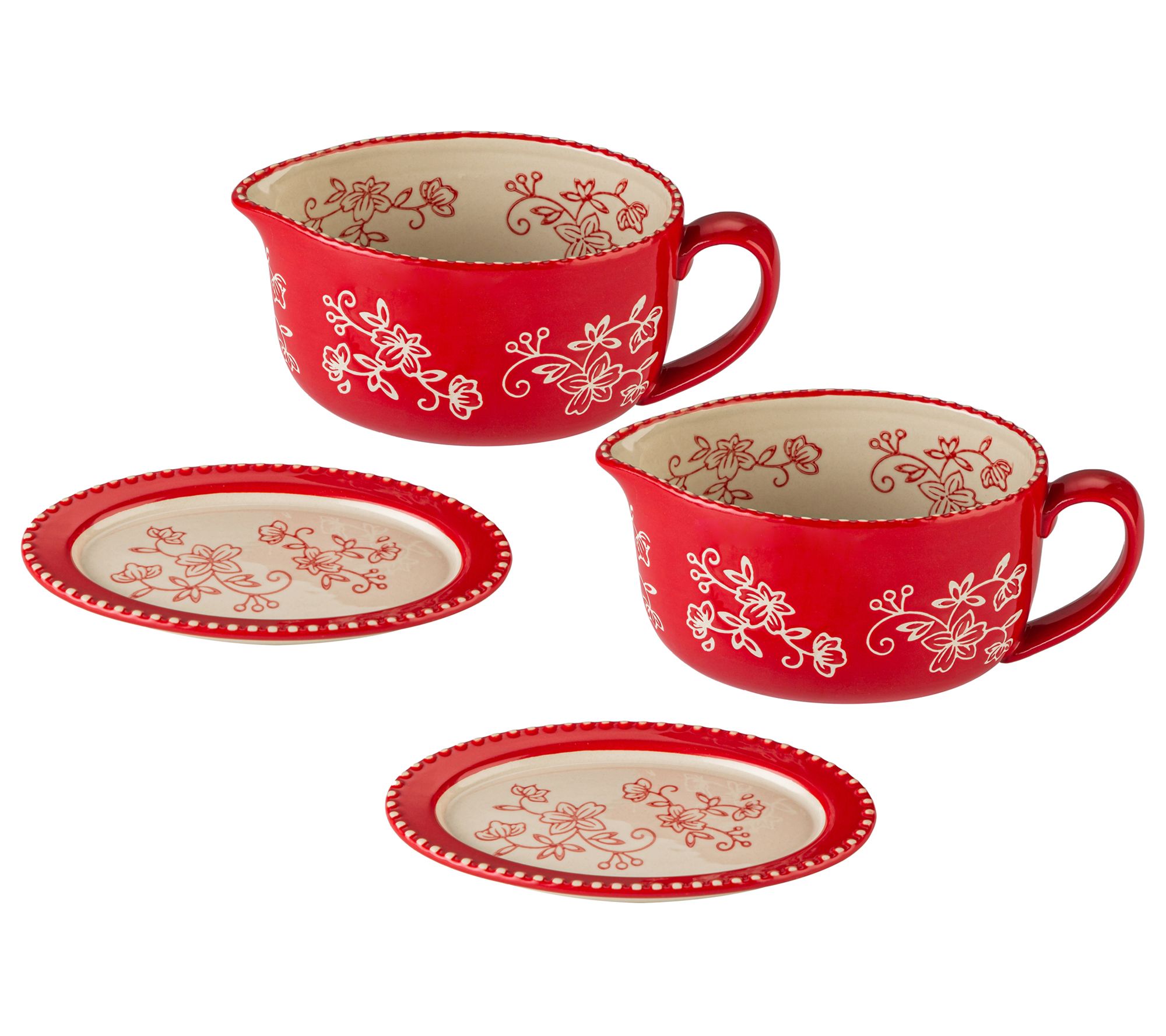 Temp-tations Floral Lace S/2 16-oz Gravy Boats w/ Lid-Its
