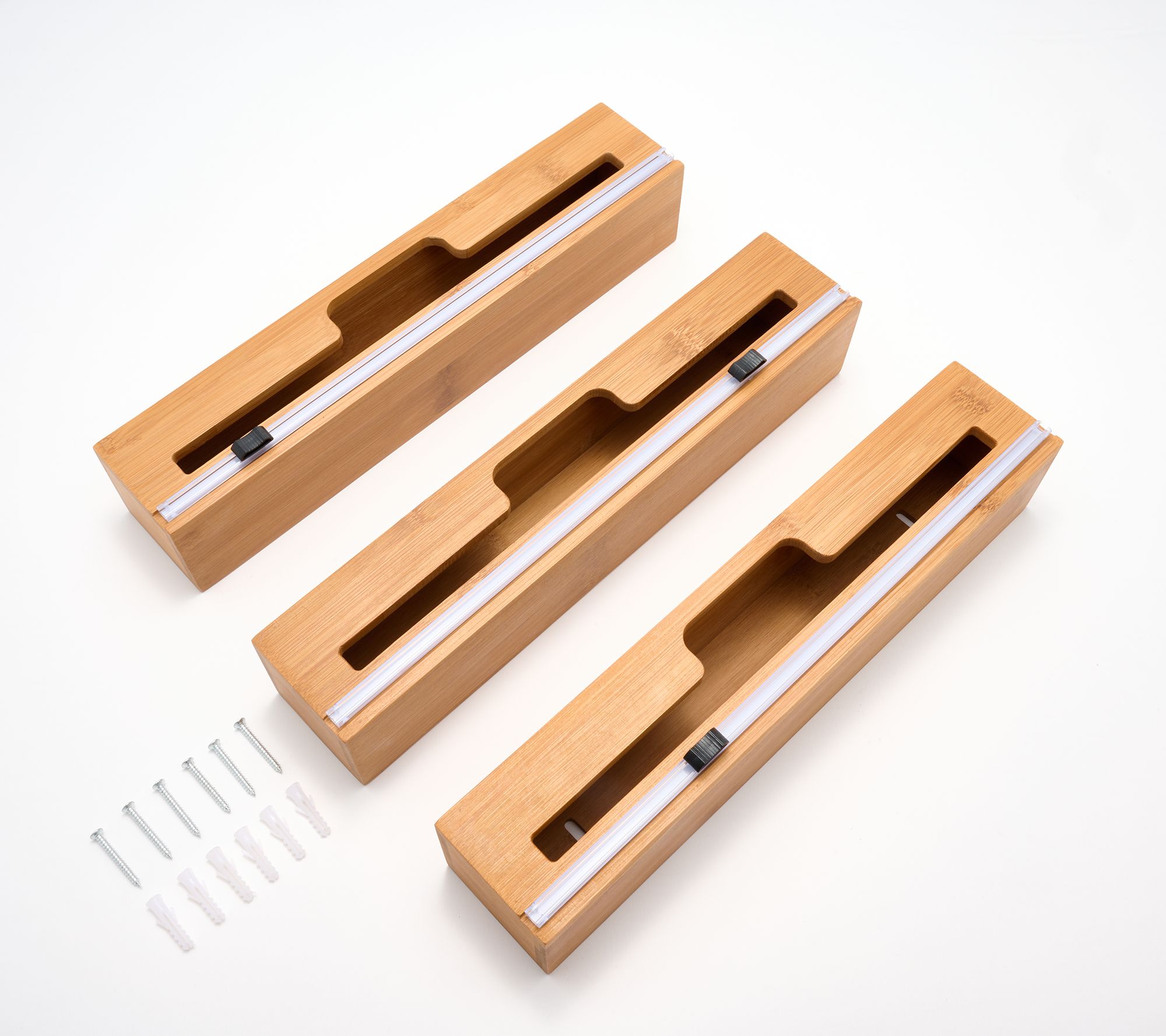 Cella 3-Pc Bamboo Foil & Plastic Wrap Organizers w/ Cutters