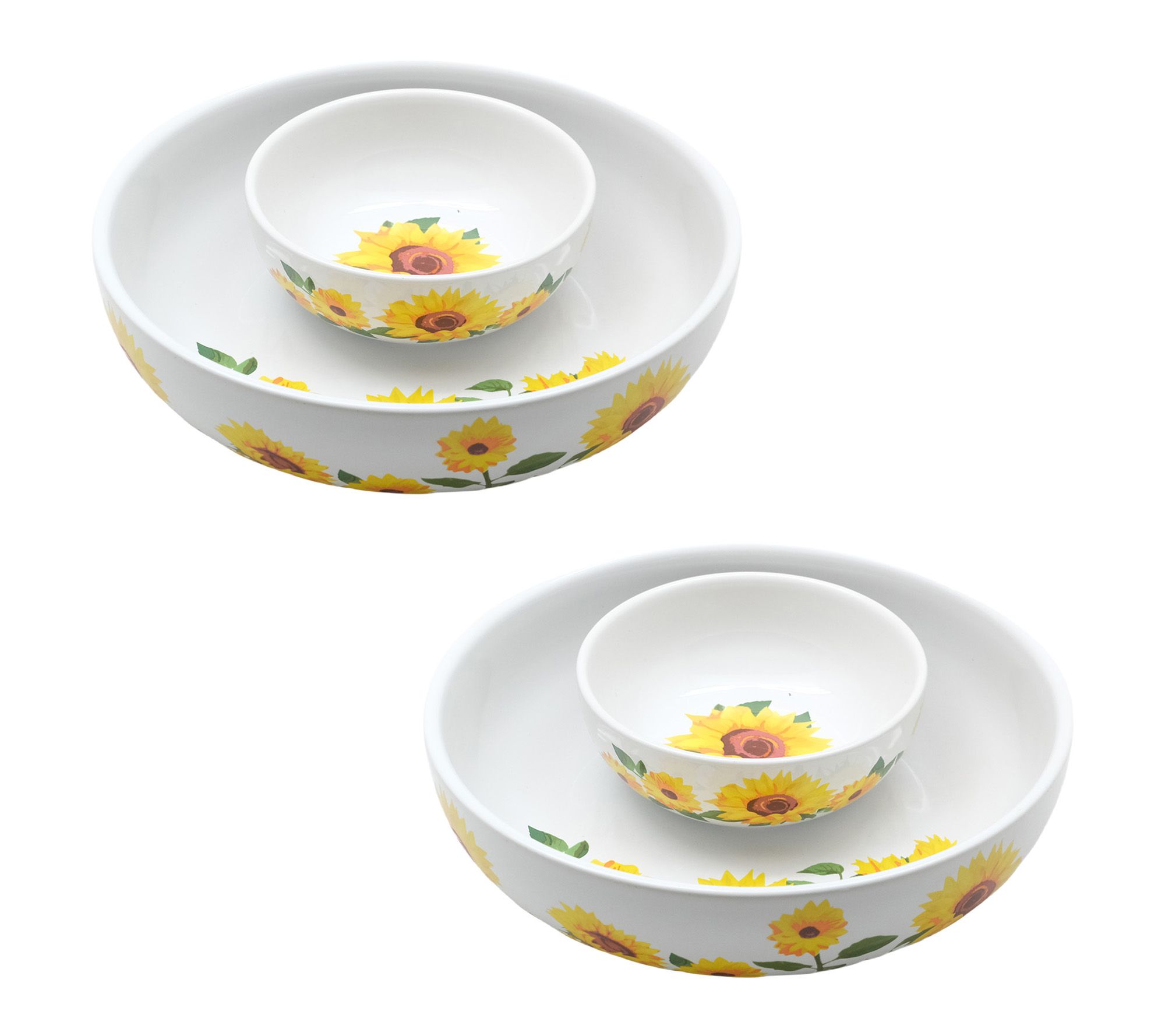 Temp-tations Set of 2 Personal Snack Tray/Chip   and Dip Bowl