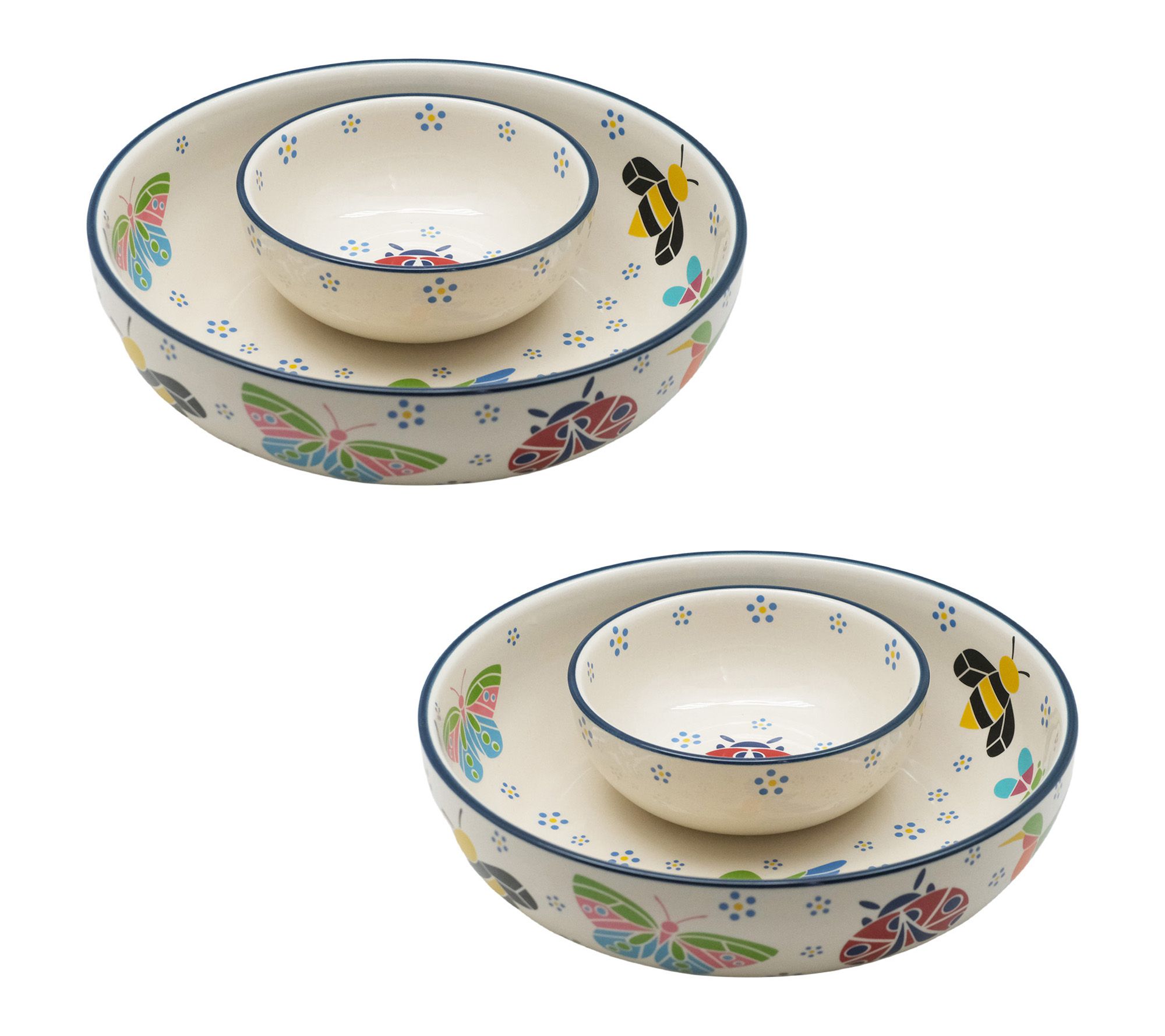 Temp-tations Set of 2 Personal Snack Tray/Chip   and Dip Bowl