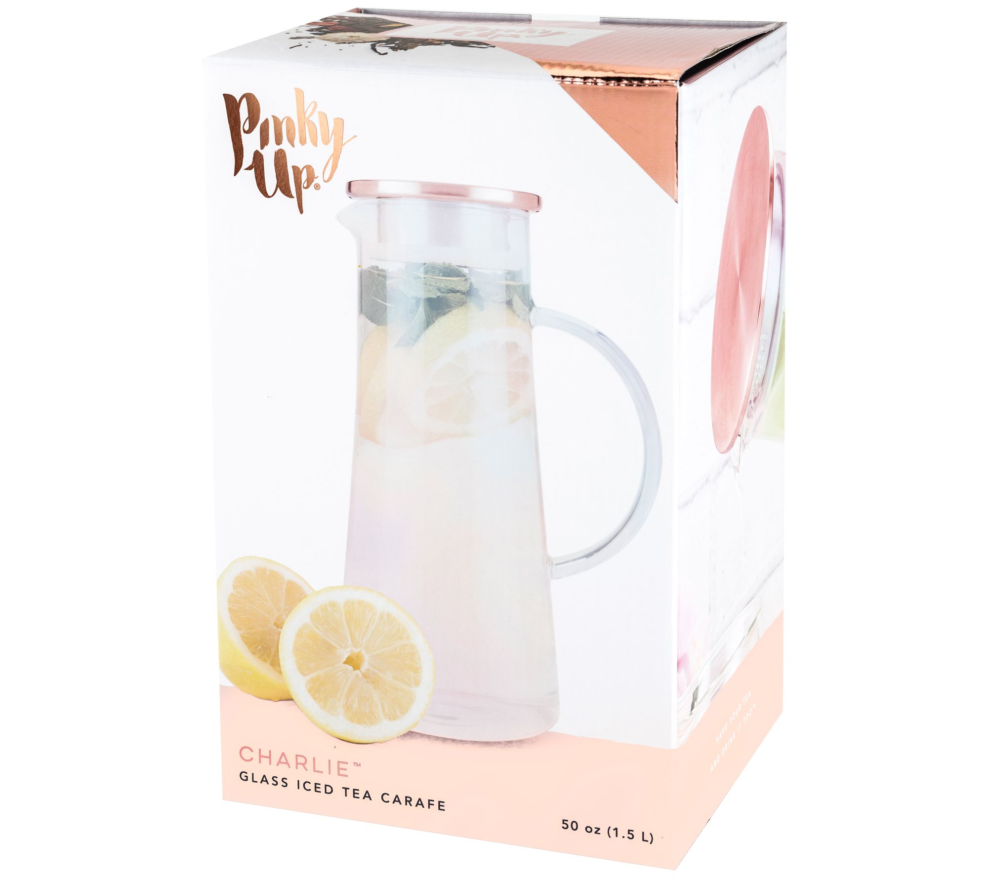 Pinky Up Charlie Glass Iced Tea Carafe, Loose Leaf Tea Accessories, Iced  Tea Beverage Brewer, 1.5 liter Capacity