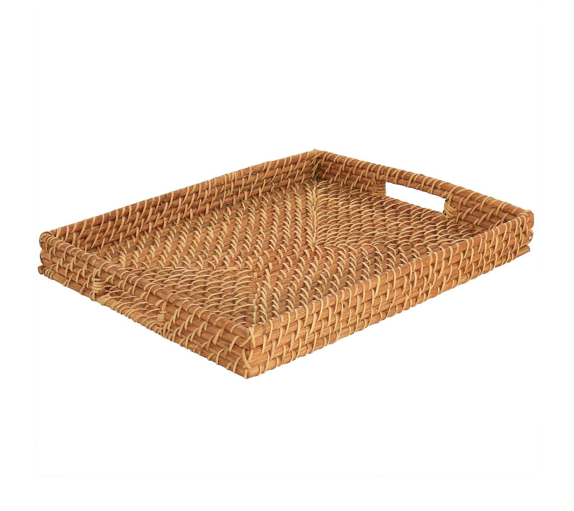 Martha Stewart 16" Rattan Woven Serving Tray inBrown