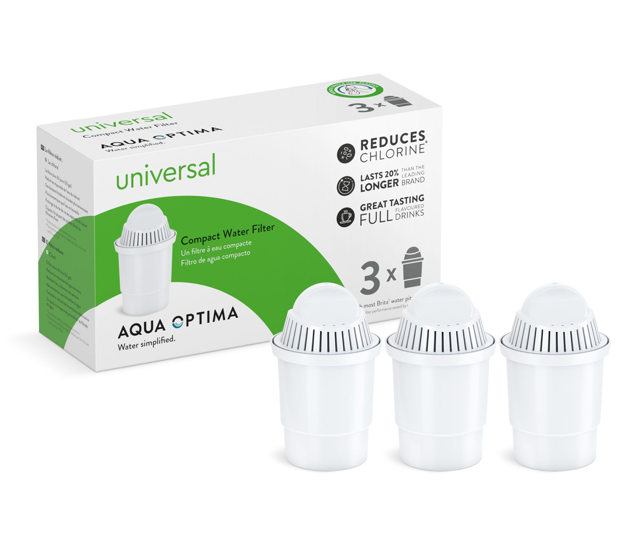Aqua Optima (3) Compact Filter Replacement for rita Pitchers 