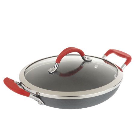 Rachael Ray Enameled Cast Iron 10 Deep Everyday Pan w/Glass Lid 