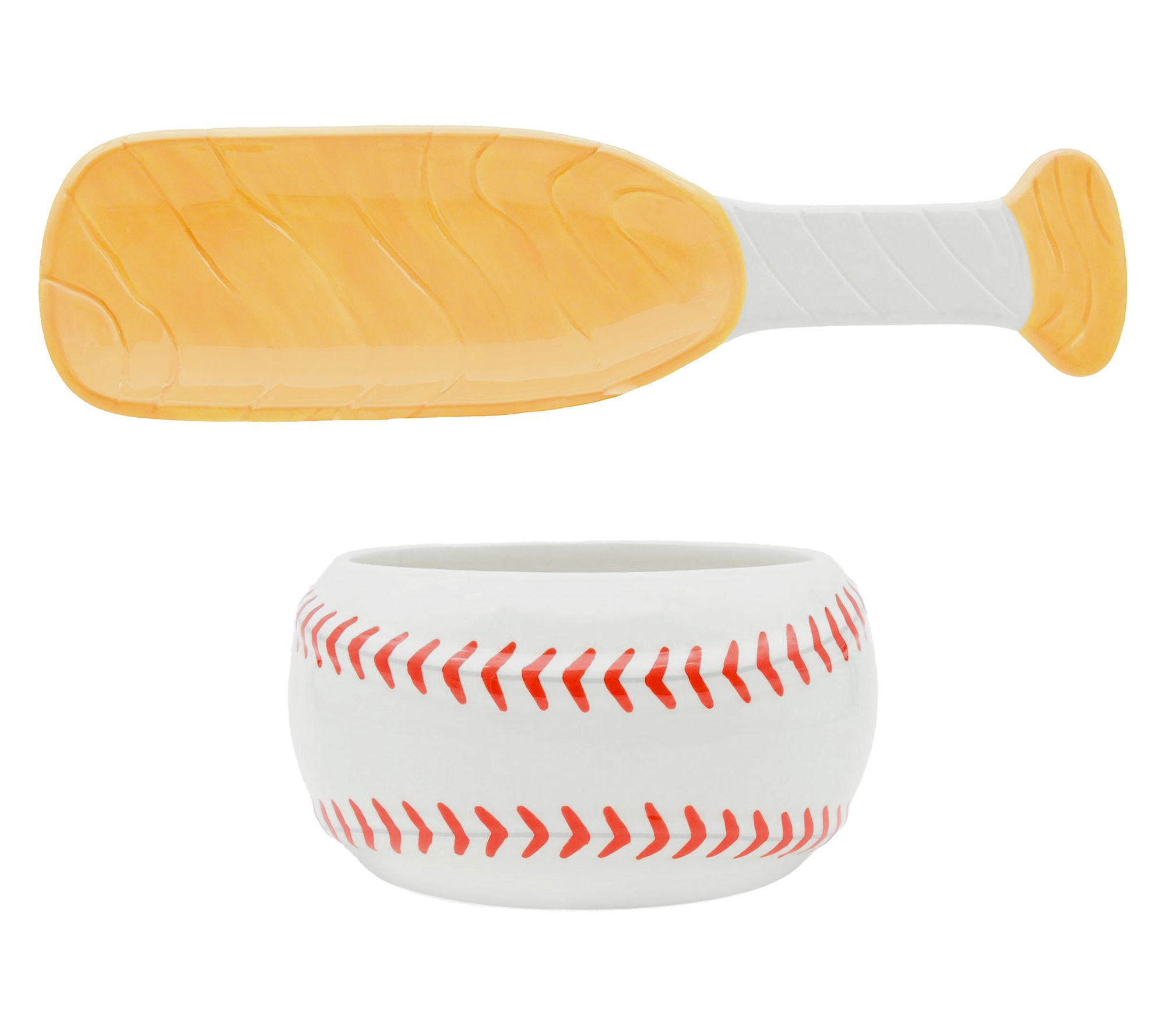 Godinger League Baseball Bat Platter & BaseballServing Bowl