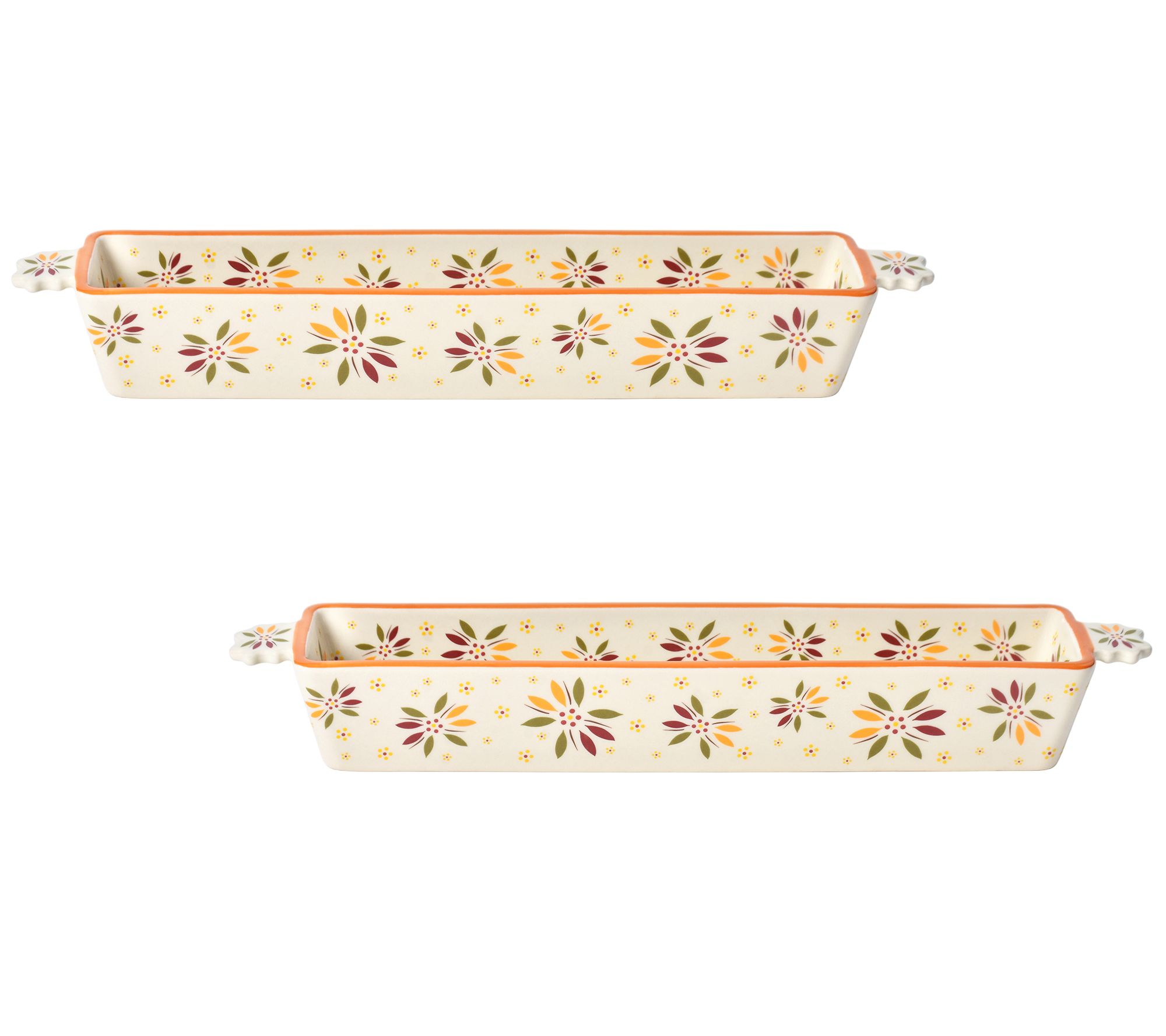 "As Is" Temp-tations Seasonal Set/2 Cracker Trays with Handles