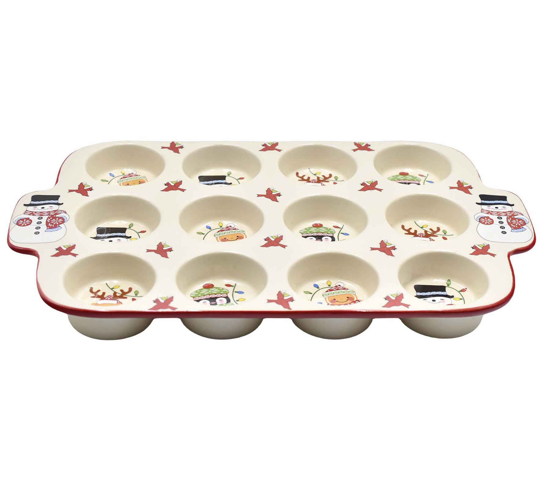 "As Is" Temp-tations Seasonal 12-Cup Muffin Pan with Figural Handles