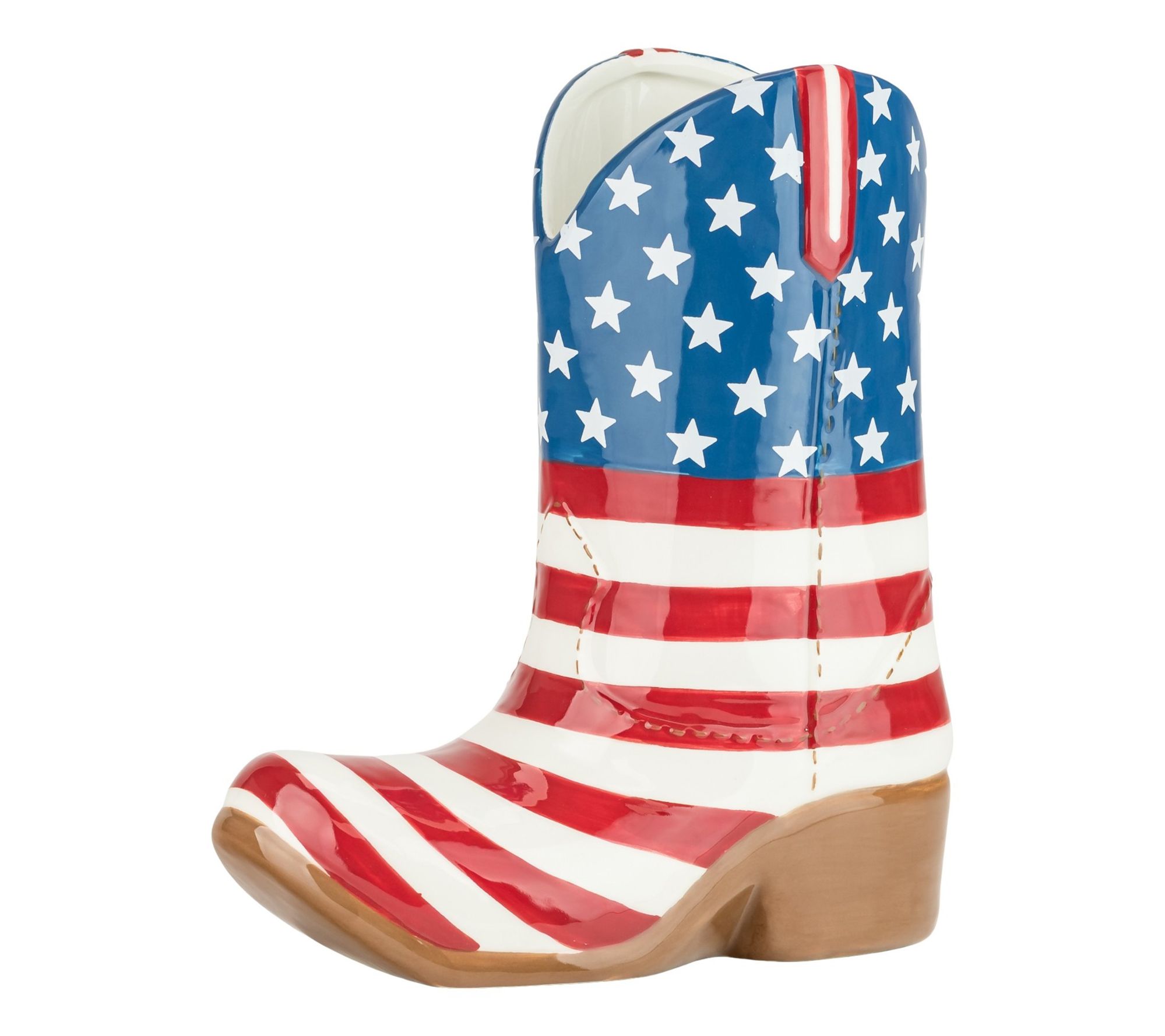 10 Strawberry Street Old Glory Cowboy Boot Utensil Crock