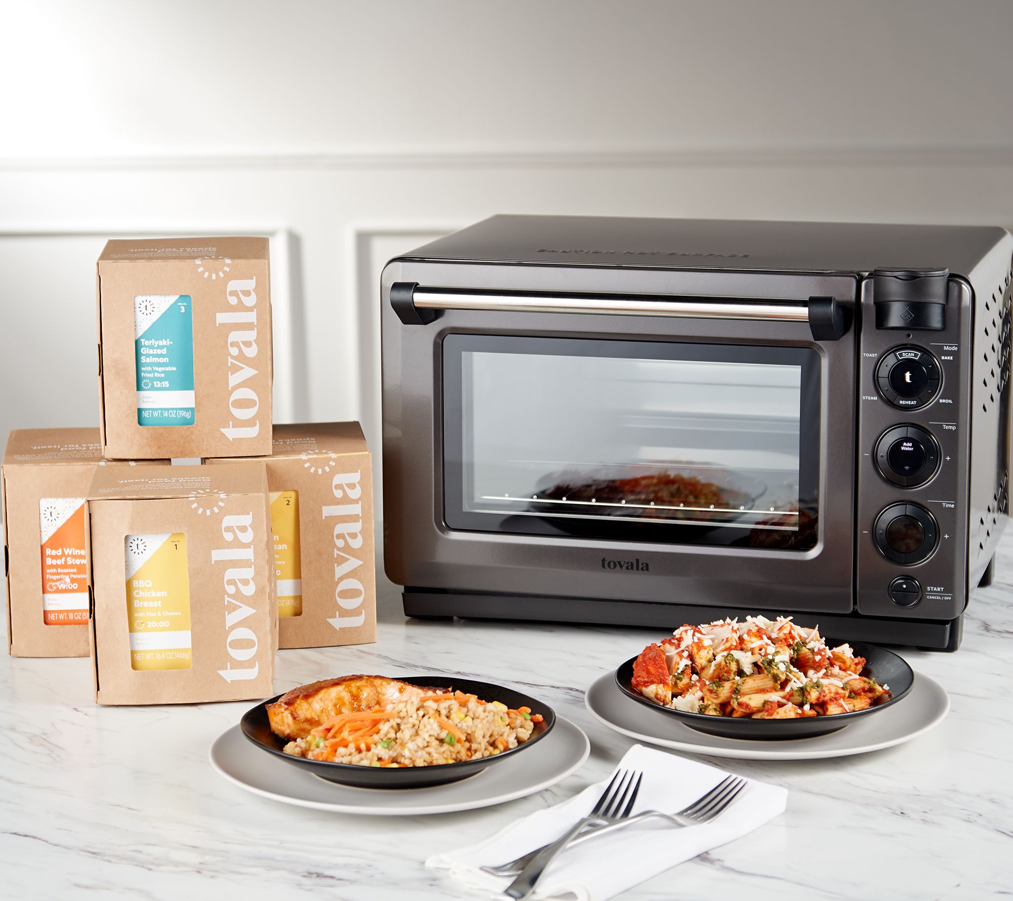 Tovala Smart Steam Countertop Oven w/ 4 Meat/Fish Meal Kits