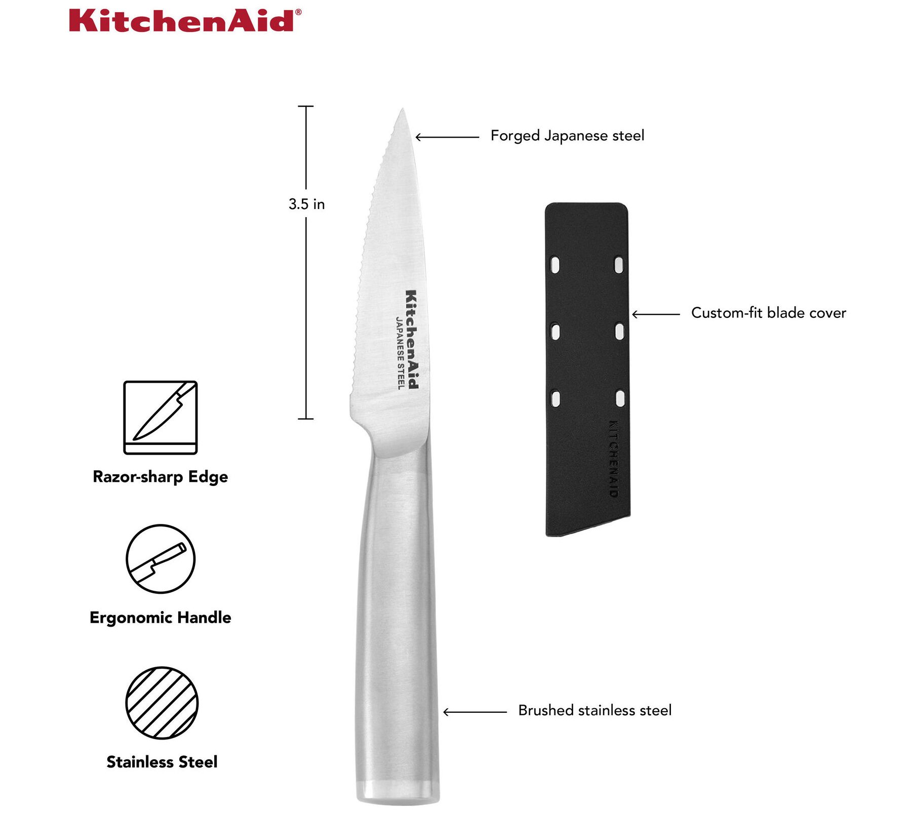 KitchenAid - KKFSS3PRST - Classic Forged 3.5-Inch Brushed Stainless Paring  Knife-KKFSS3PRST